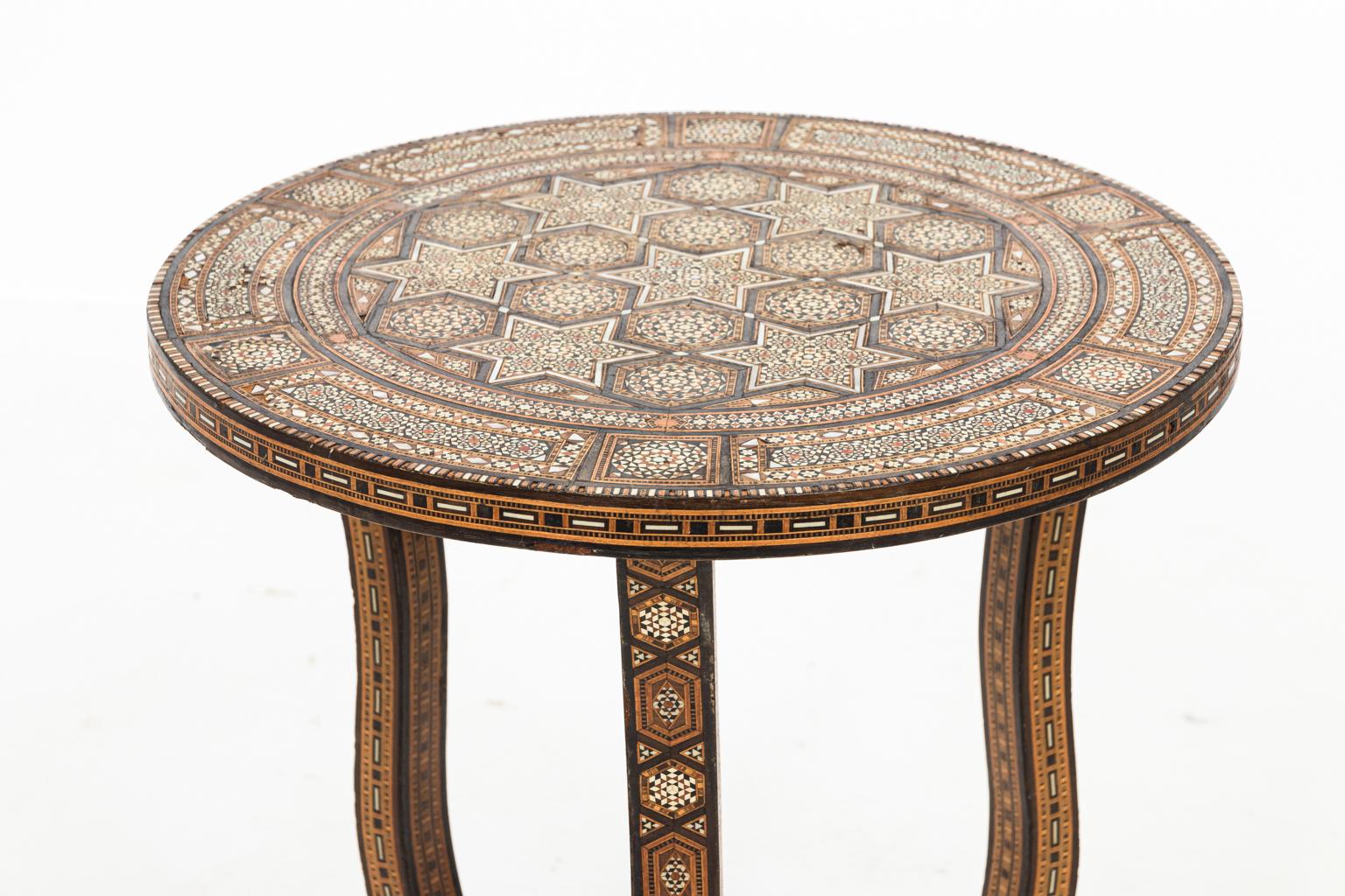 Mother-of-Pearl Syrian Circular Side Table, circa 1960s