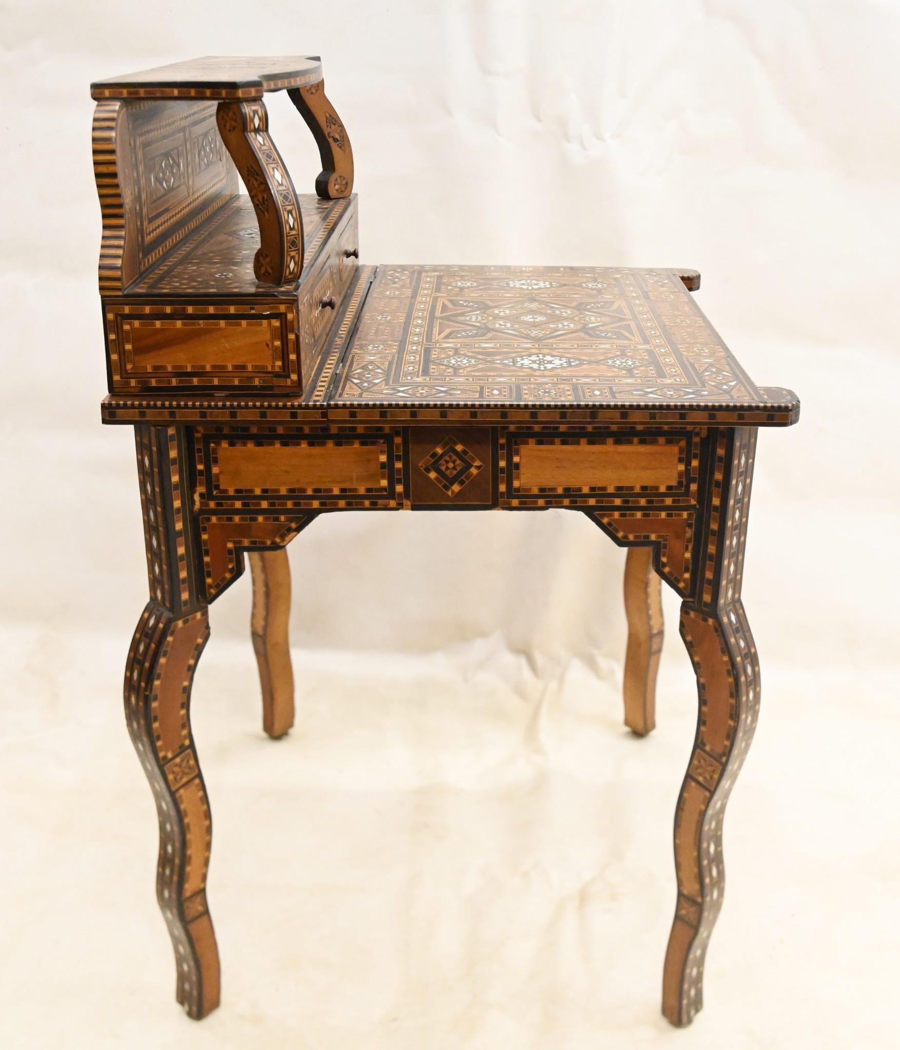 Syrian Damascan Desk and Chair Set Arabic Inlay 5