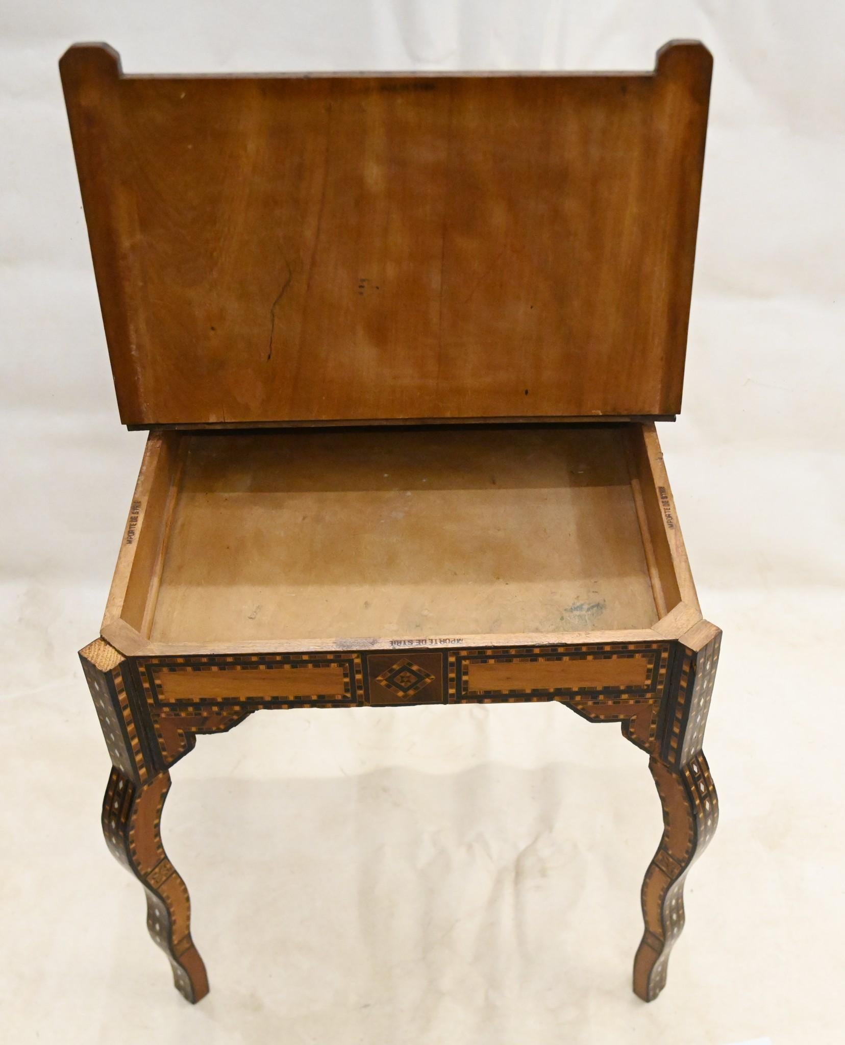 Syrian Damascan Desk and Chair Set Arabic Inlay 6