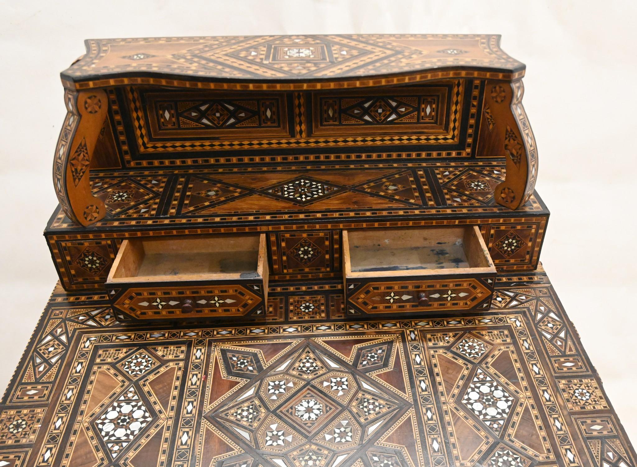 Syrian Damascan Desk and Chair Set Arabic Inlay 9