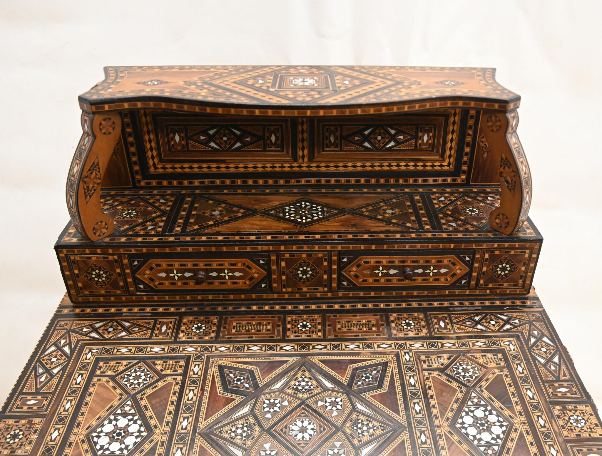 Syrian Damascan Desk and Chair Set Arabic Inlay 14