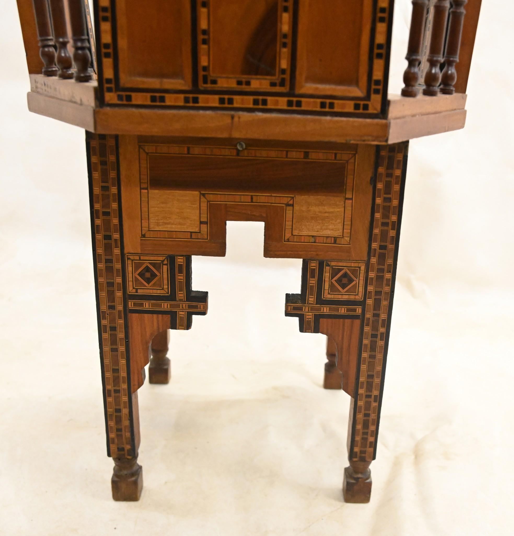 You are viewing an elaborate Syrian desk and matching chair set
A classic piece of Damascan furniture with intricate inlay work in mother-of-pearl
Great interiors piece for this wonderful set
Excellent condition, solid and sturdy and all the inlay