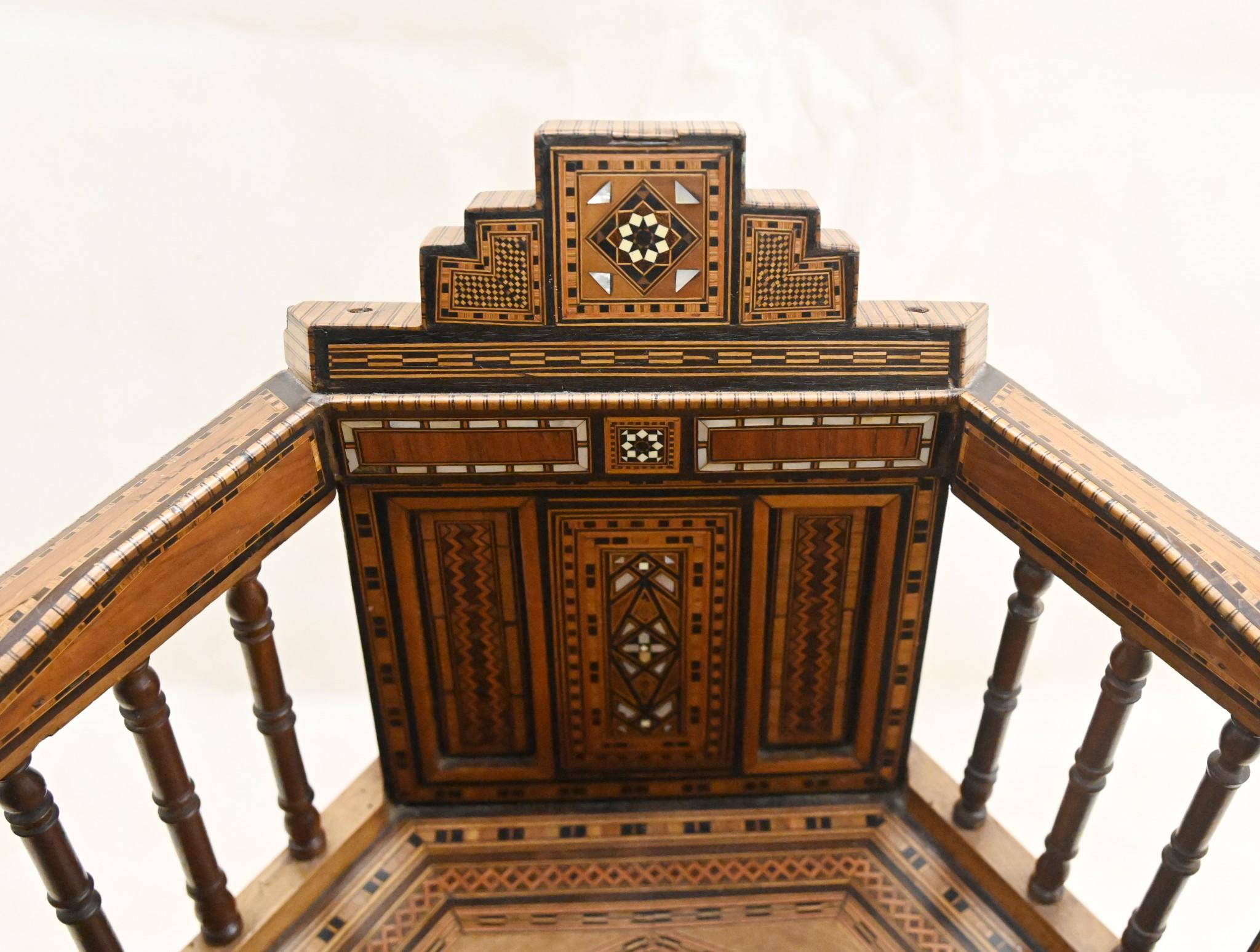 Syrian Damascan Desk and Chair Set Arabic Inlay 2
