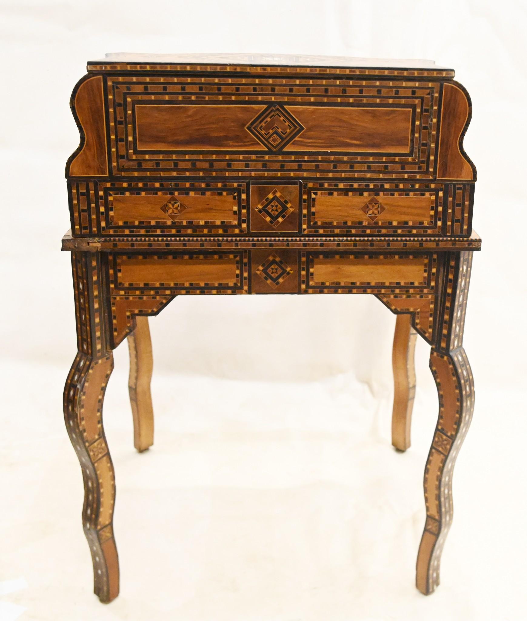 Syrian Damascan Desk and Chair Set Arabic Inlay 4