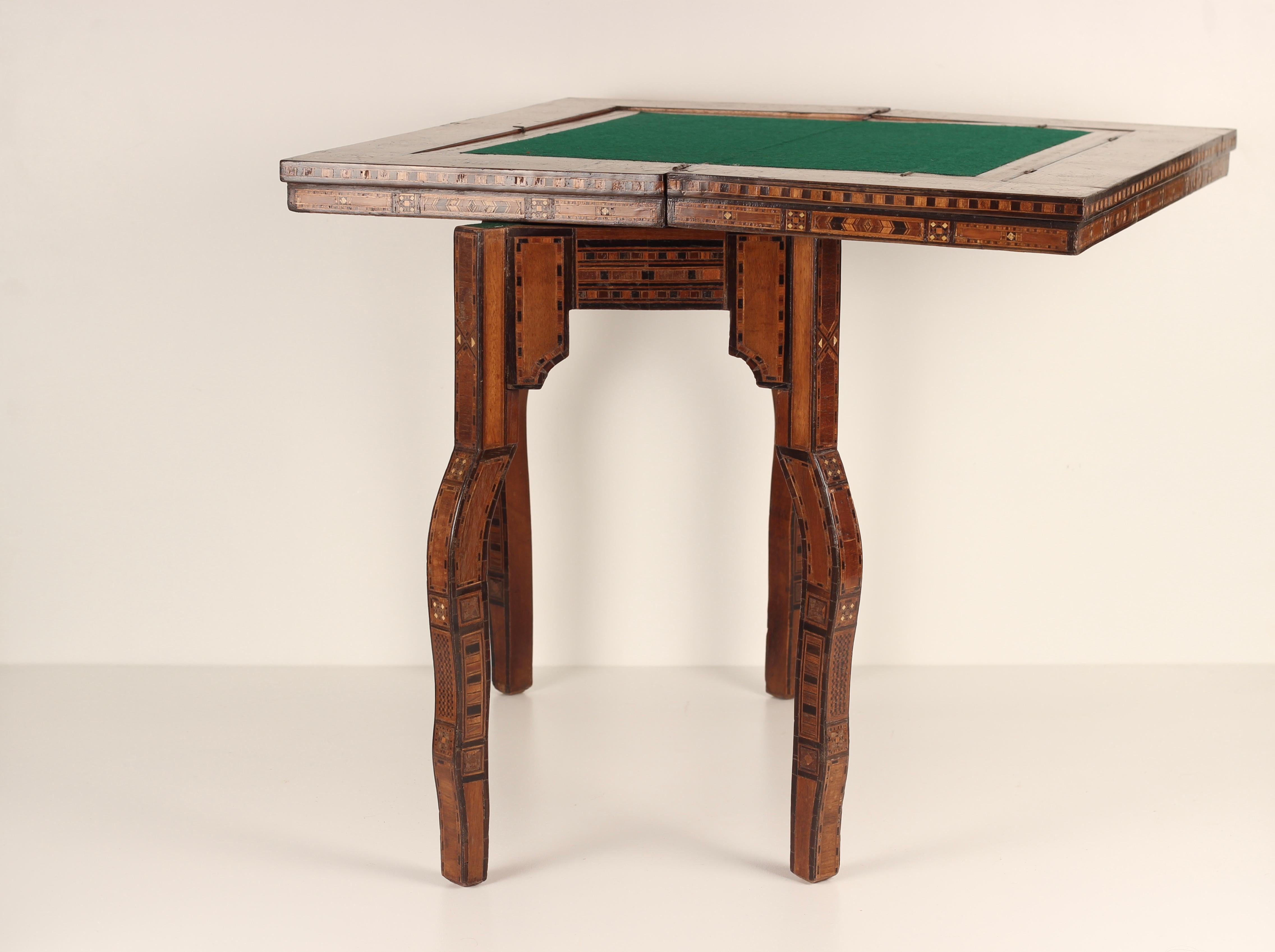 Bone Boho Chic Style Syrian 20th Century Artesian Inlaid Veneer Games Table For Sale
