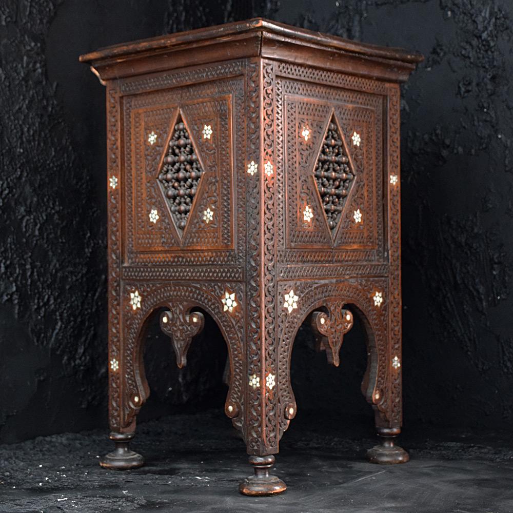 Late Victorian Syrian Early 20th Century Mother of Pearl Inlaid Occasional Side Table