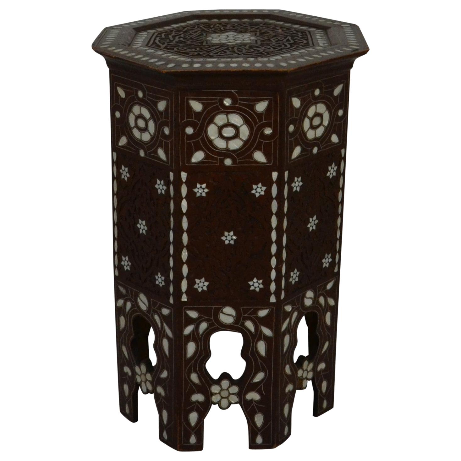 Syrian End Table with Mother of Pearl Inlays