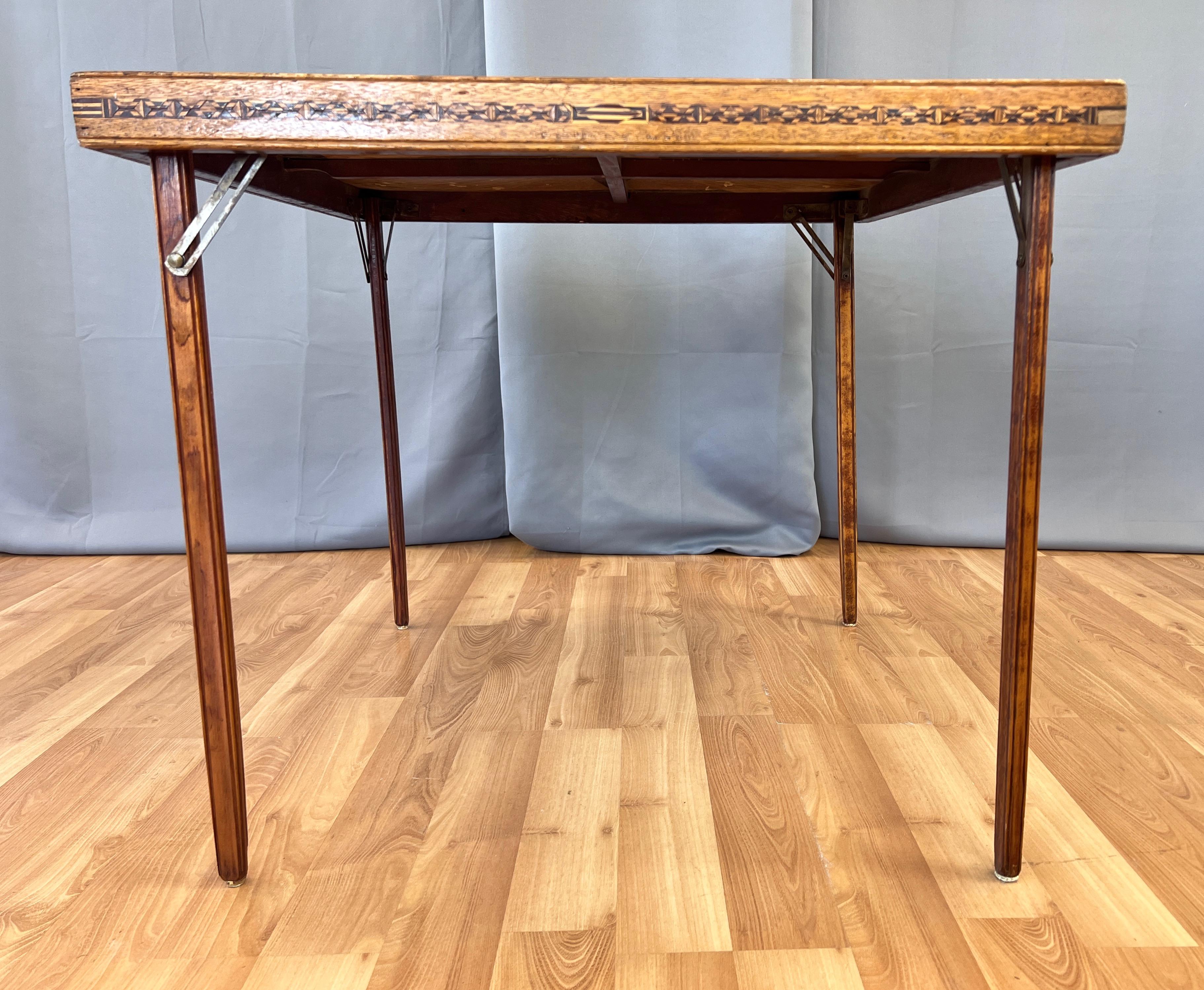 Syrian-Style Exceptionally Intricate Wood Marquetry Folding Card Table, 1930s For Sale 10