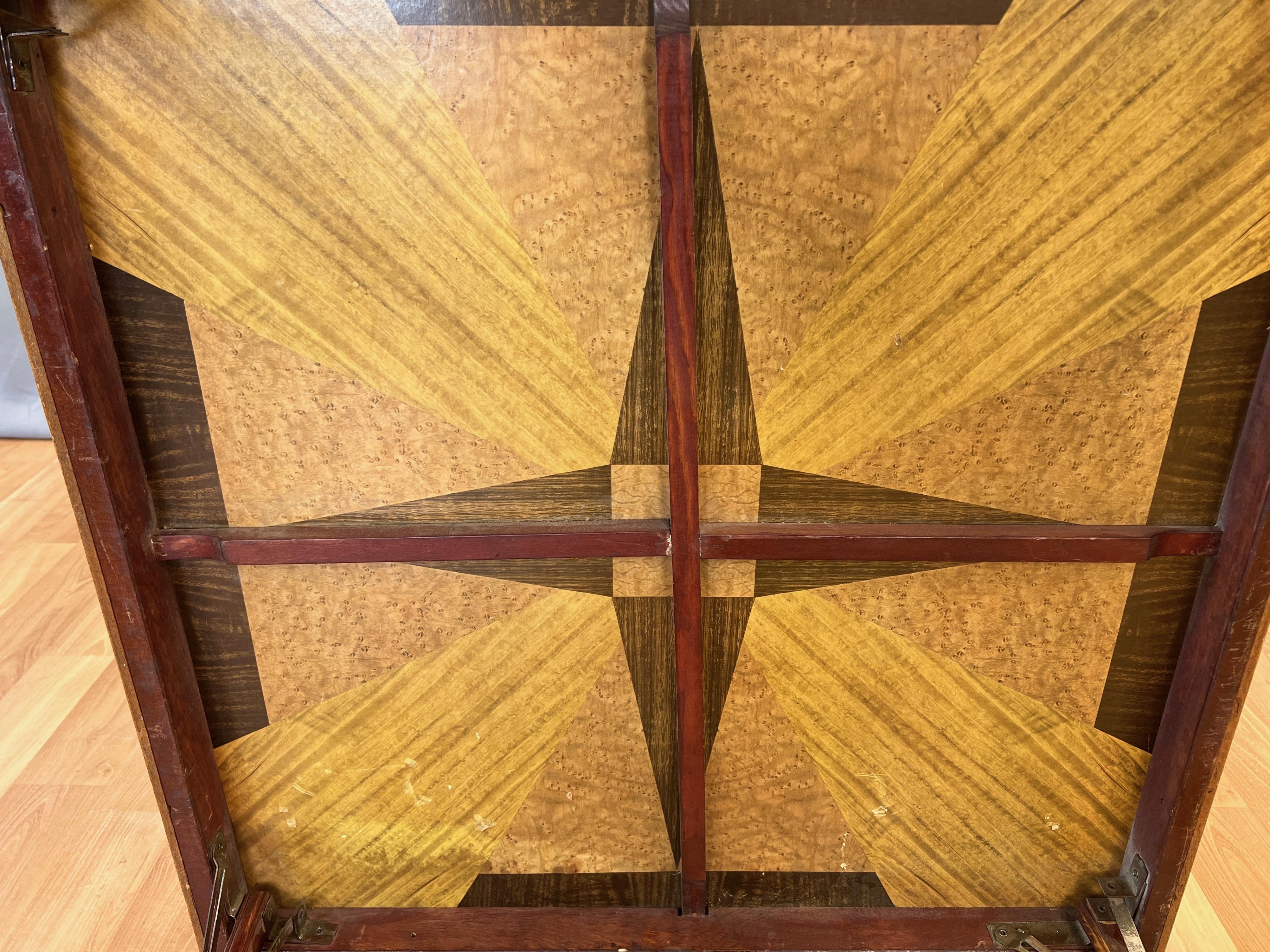 Syrian-Style Exceptionally Intricate Wood Marquetry Folding Card Table, 1930s For Sale 12
