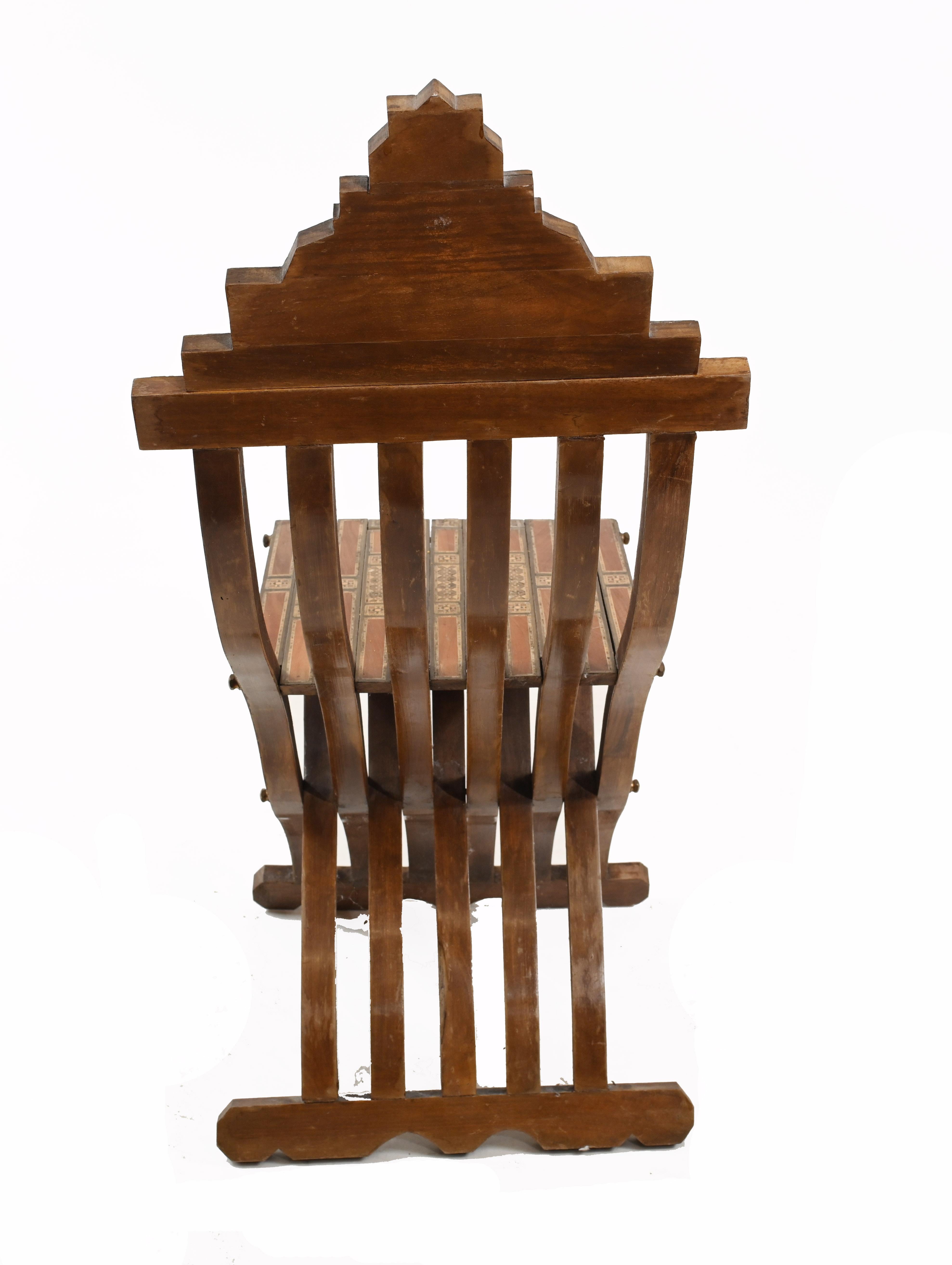 Syrian Folding Chair Islamic Antique Furniture Damascan 1860 4