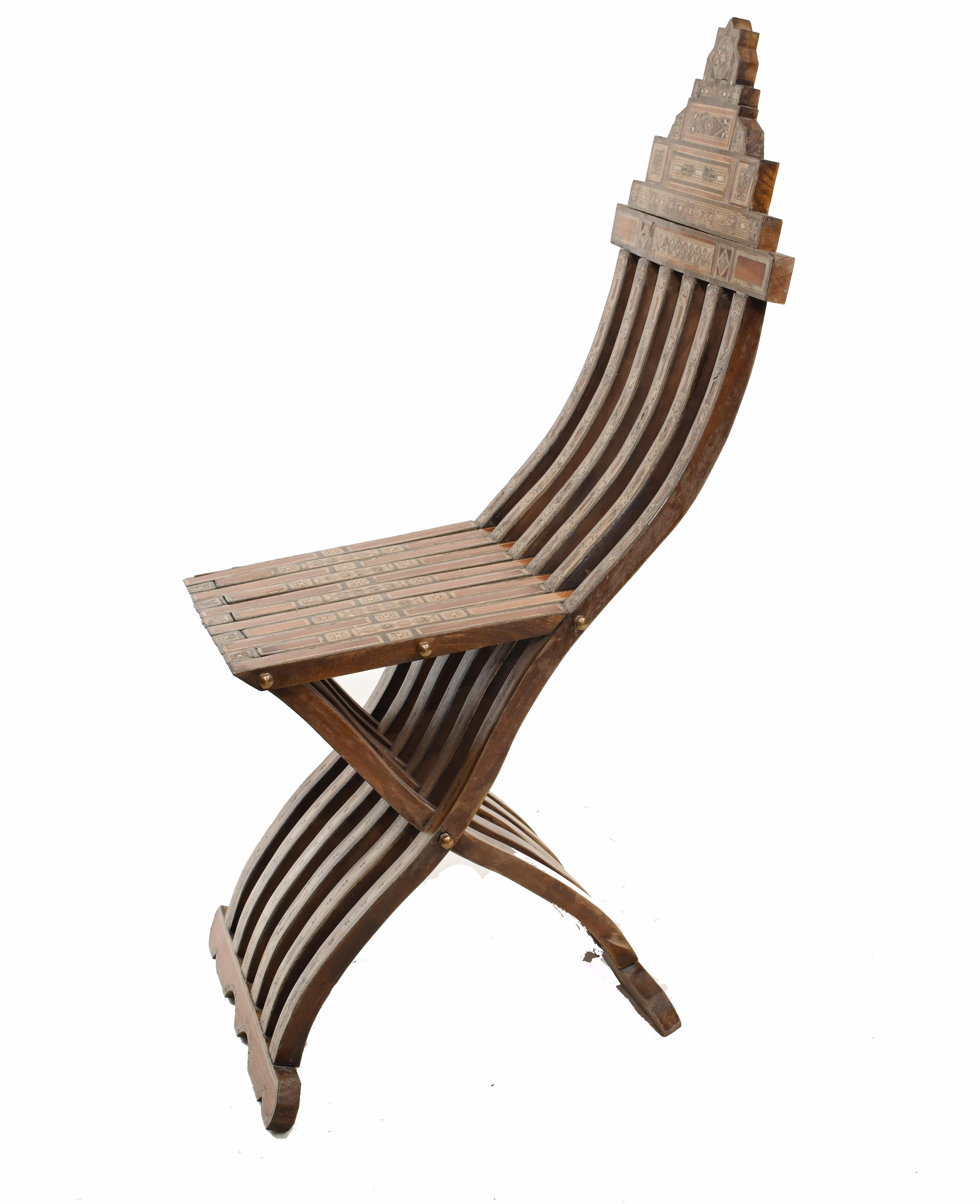 Syrian Folding Chair Islamic Antique Furniture Damascan 1860 5
