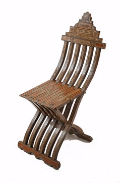 Syrian Folding Chair Islamic Antique Furniture Damascan 1860