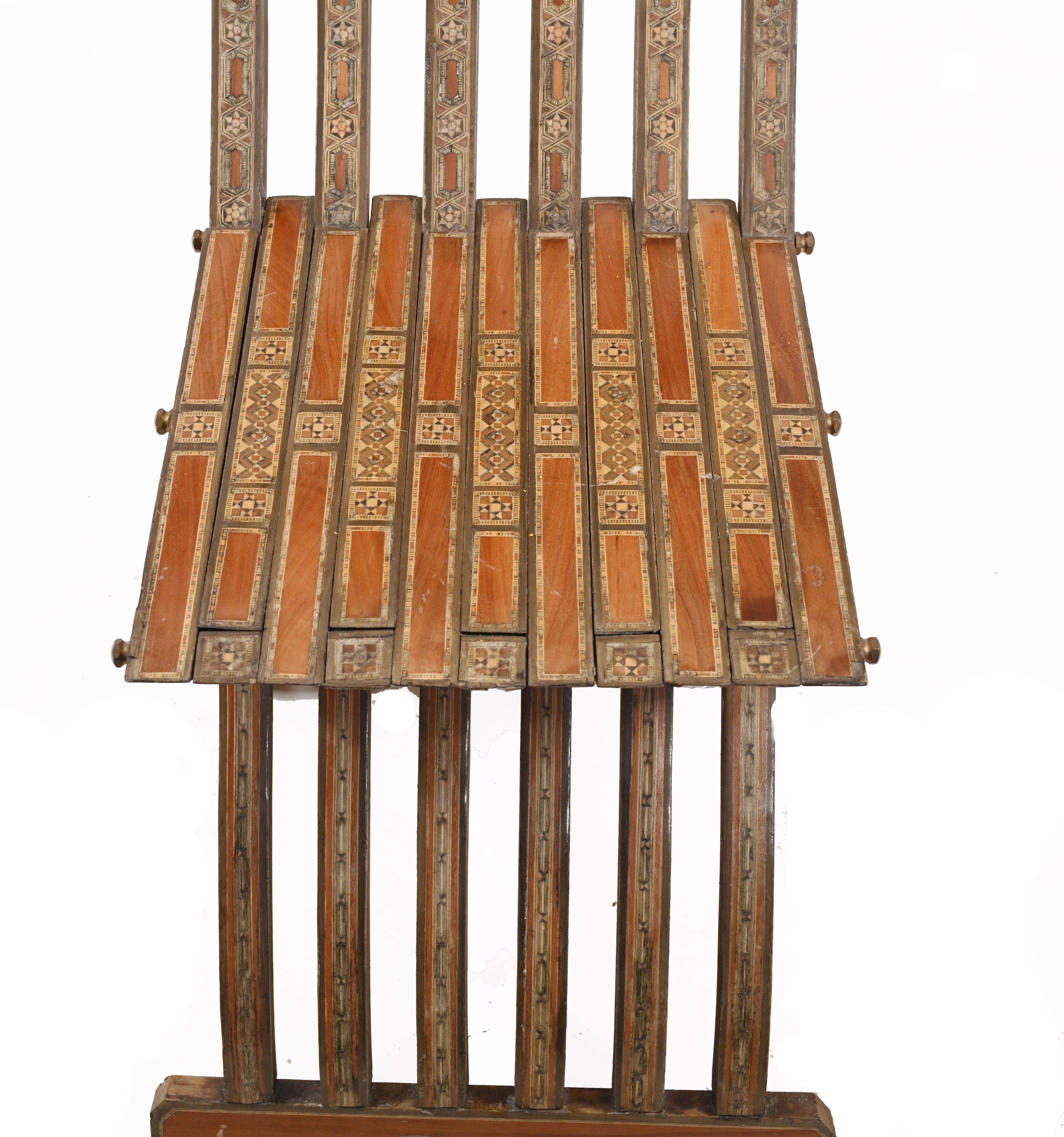 Mid-19th Century Syrian Folding Chair Islamic Antique Furniture Damascan 1860