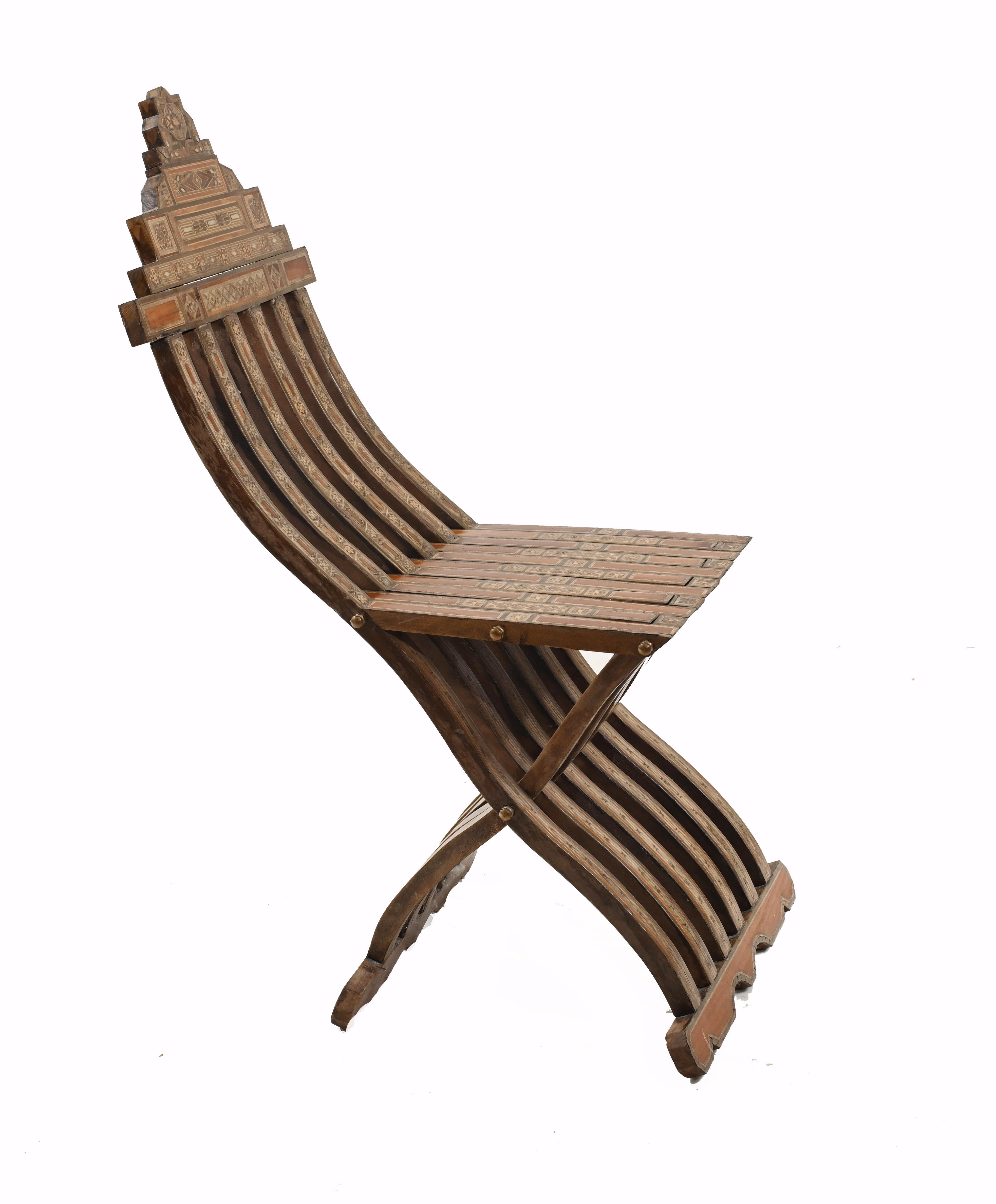 Syrian Folding Chair Islamic Antique Furniture Damascan 1860 1
