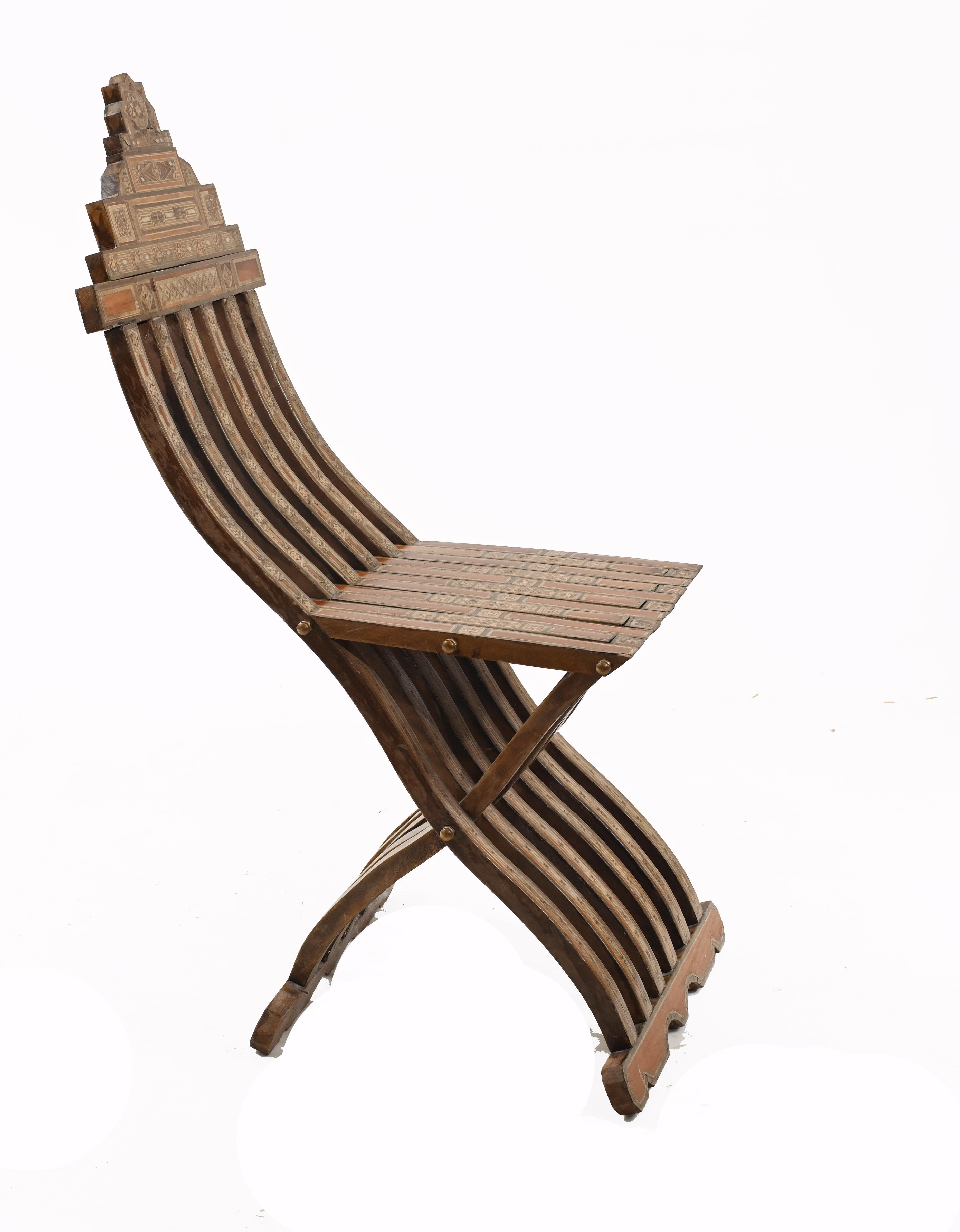 Syrian Folding Chair Islamic Antique Furniture Damascan 1860 2