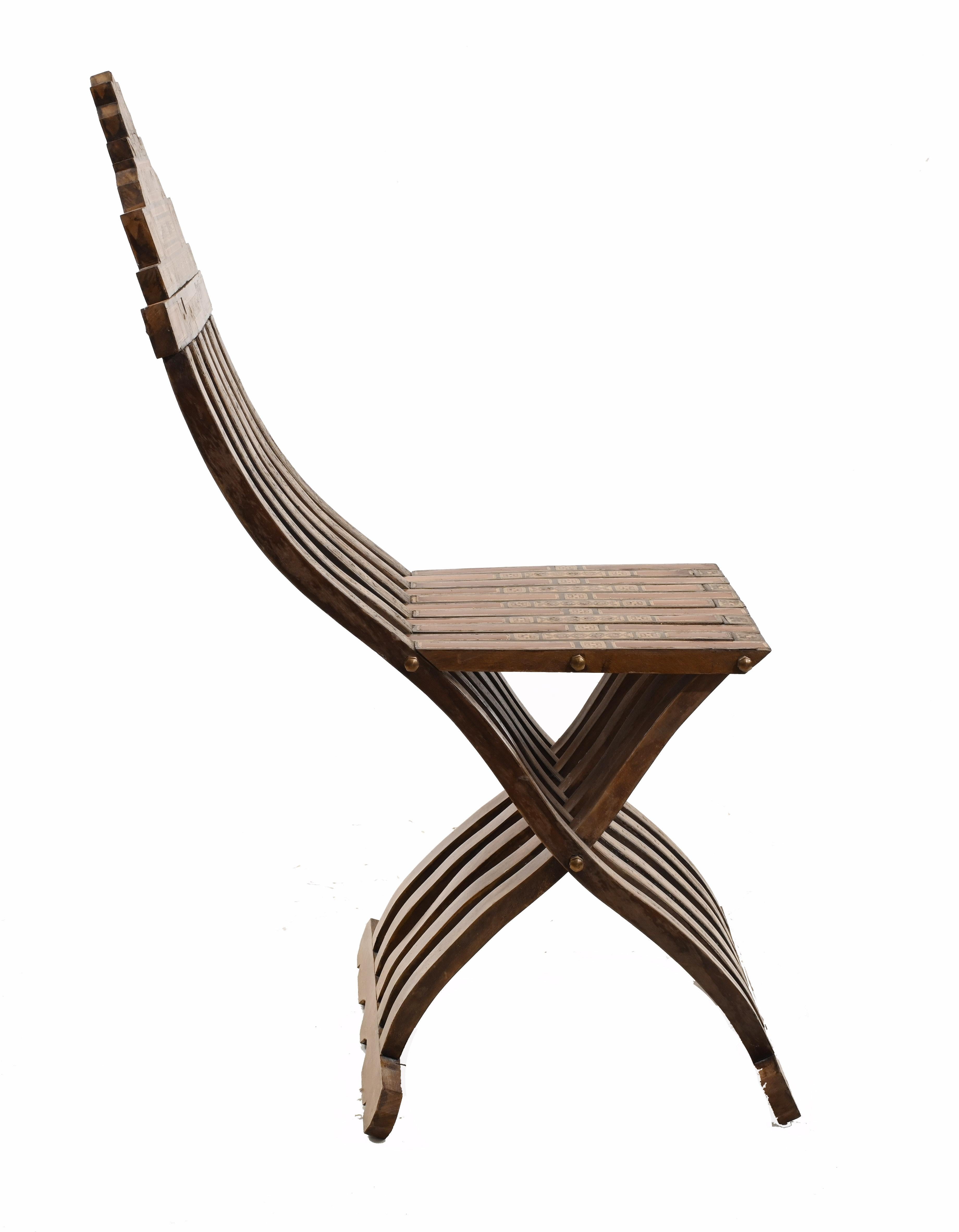 Syrian Folding Chair Islamic Antique Furniture Damascan 1860 3