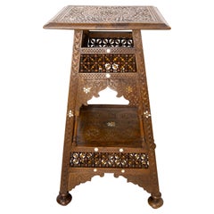 Syrian Hand-Carved & Inlaid Pedestal, early 20th century