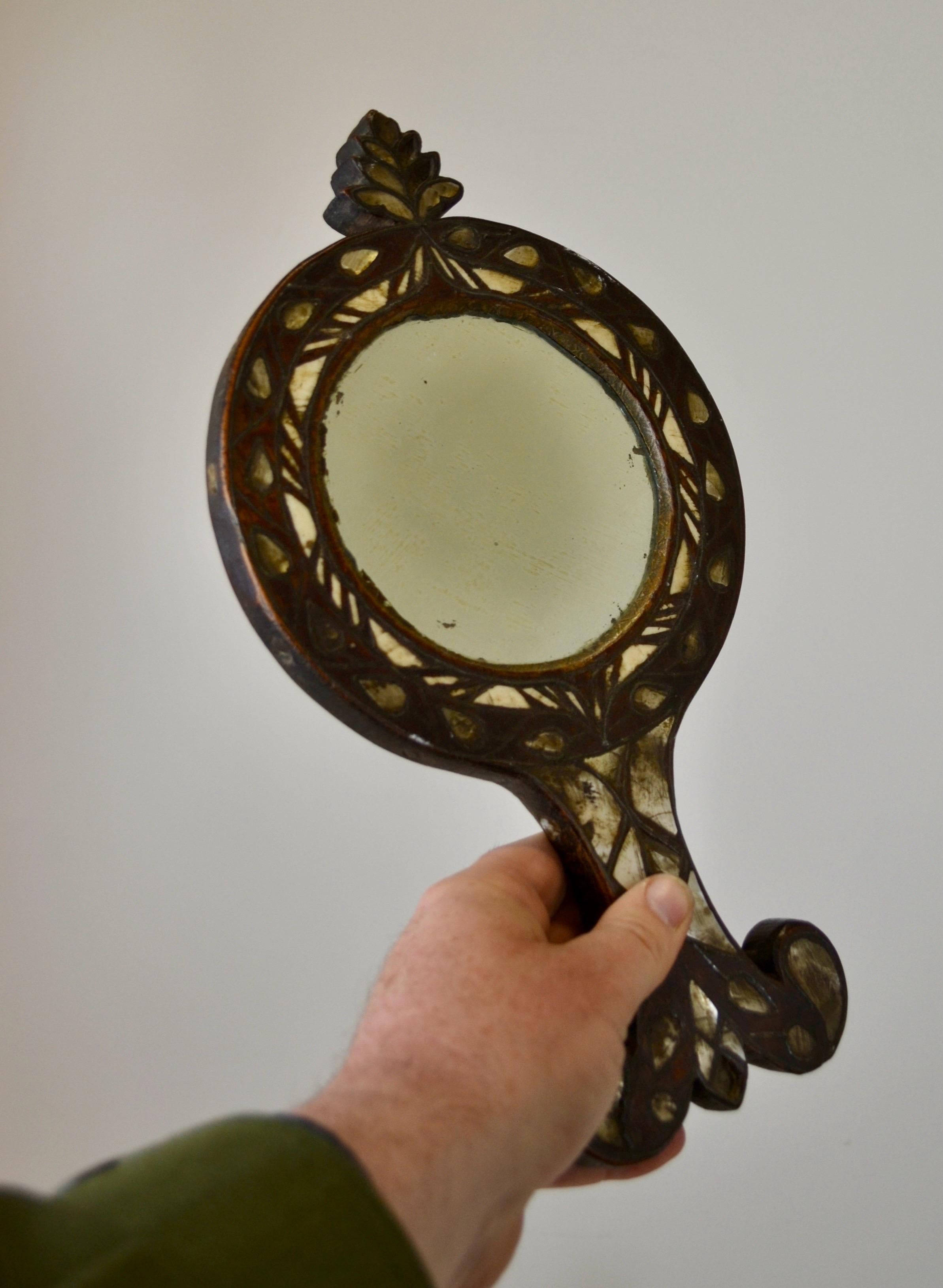 Syrian Hand Mirror with Mother-of-Pearl Inlay – 19th Century For Sale 6