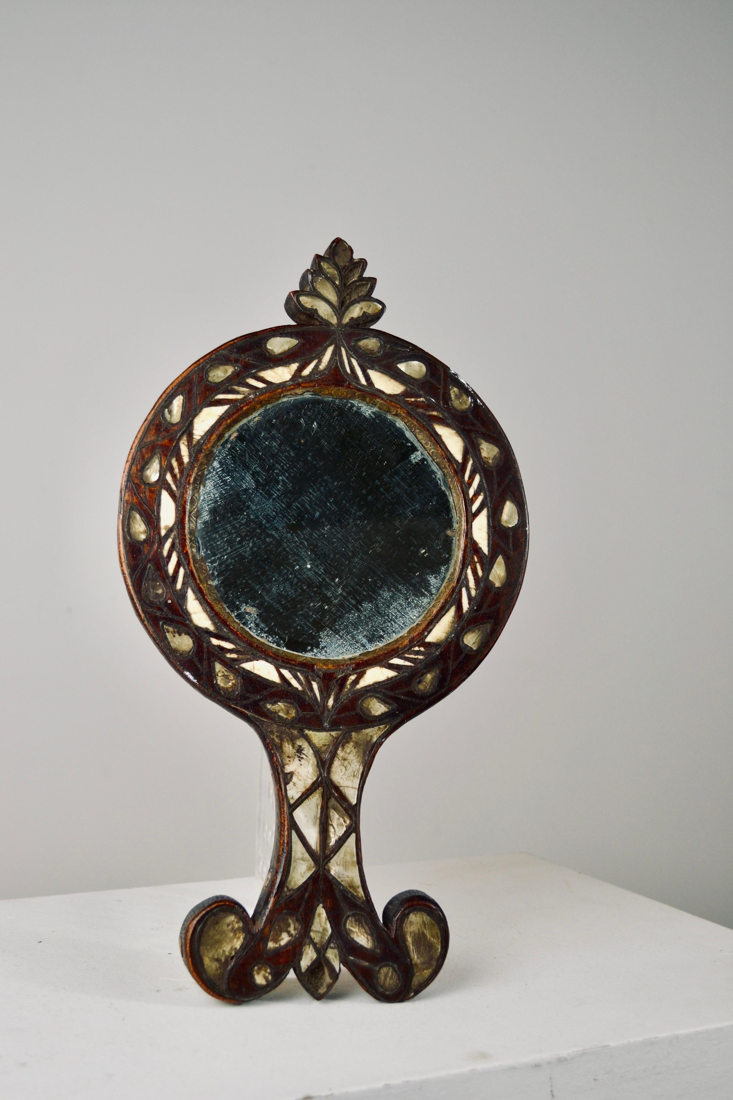 Syrian Hand Mirror with Mother-of-Pearl Inlay – 19th Century For Sale 7
