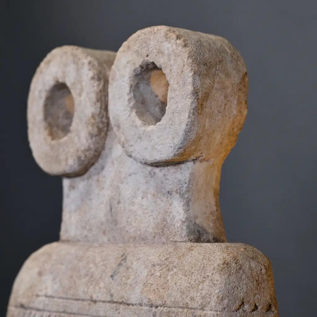 Primitive Syrian Idol in Sandstone, Ancient Mesopotamian Style, 4000 BCE Reproduction For Sale