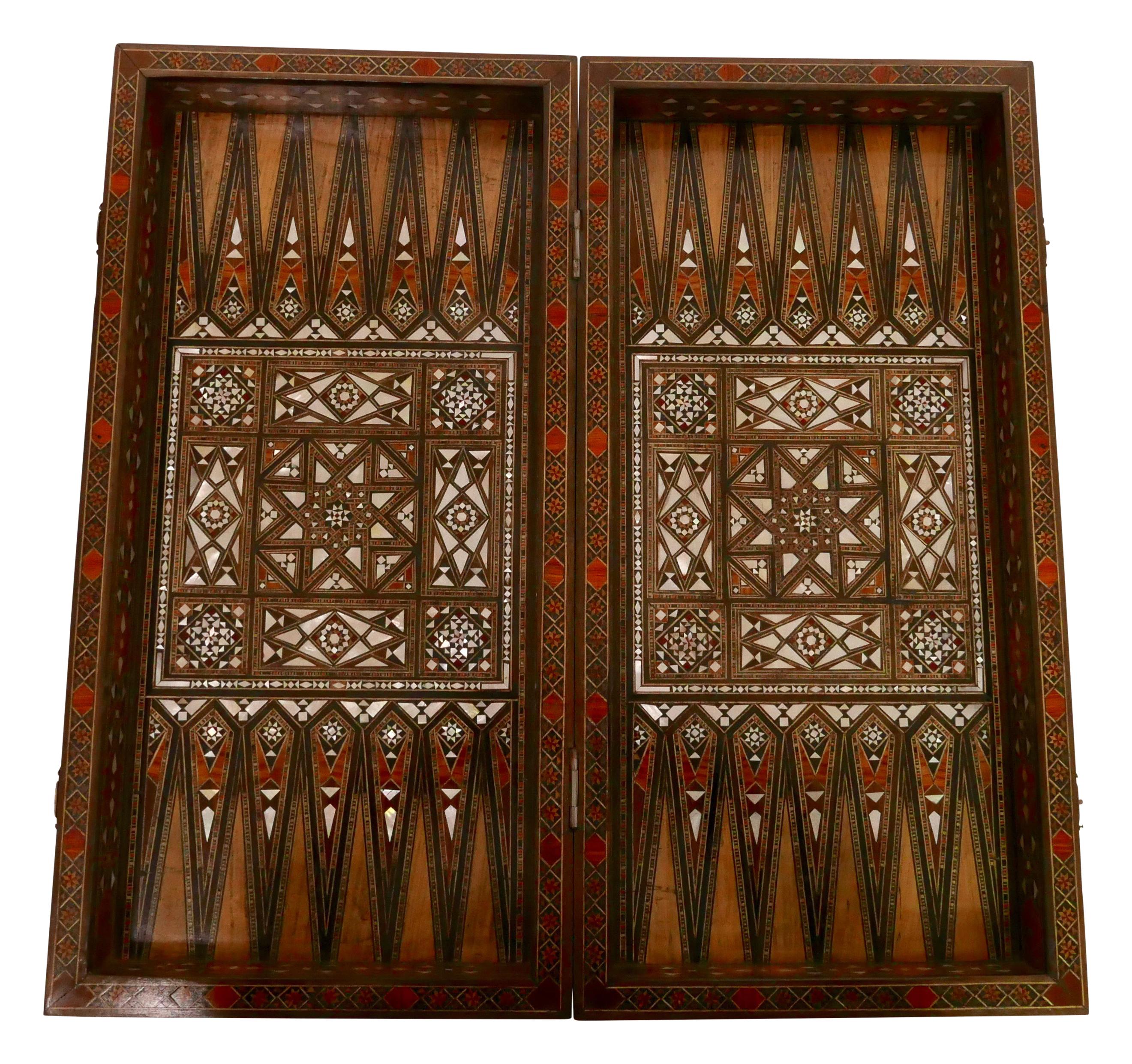 Syrian Inlaid Marquetry Mosaic Backgammon and Chess Game Box 9