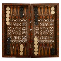 Syrian Inlaid Marquetry Mosaic Backgammon and Chess Game Box