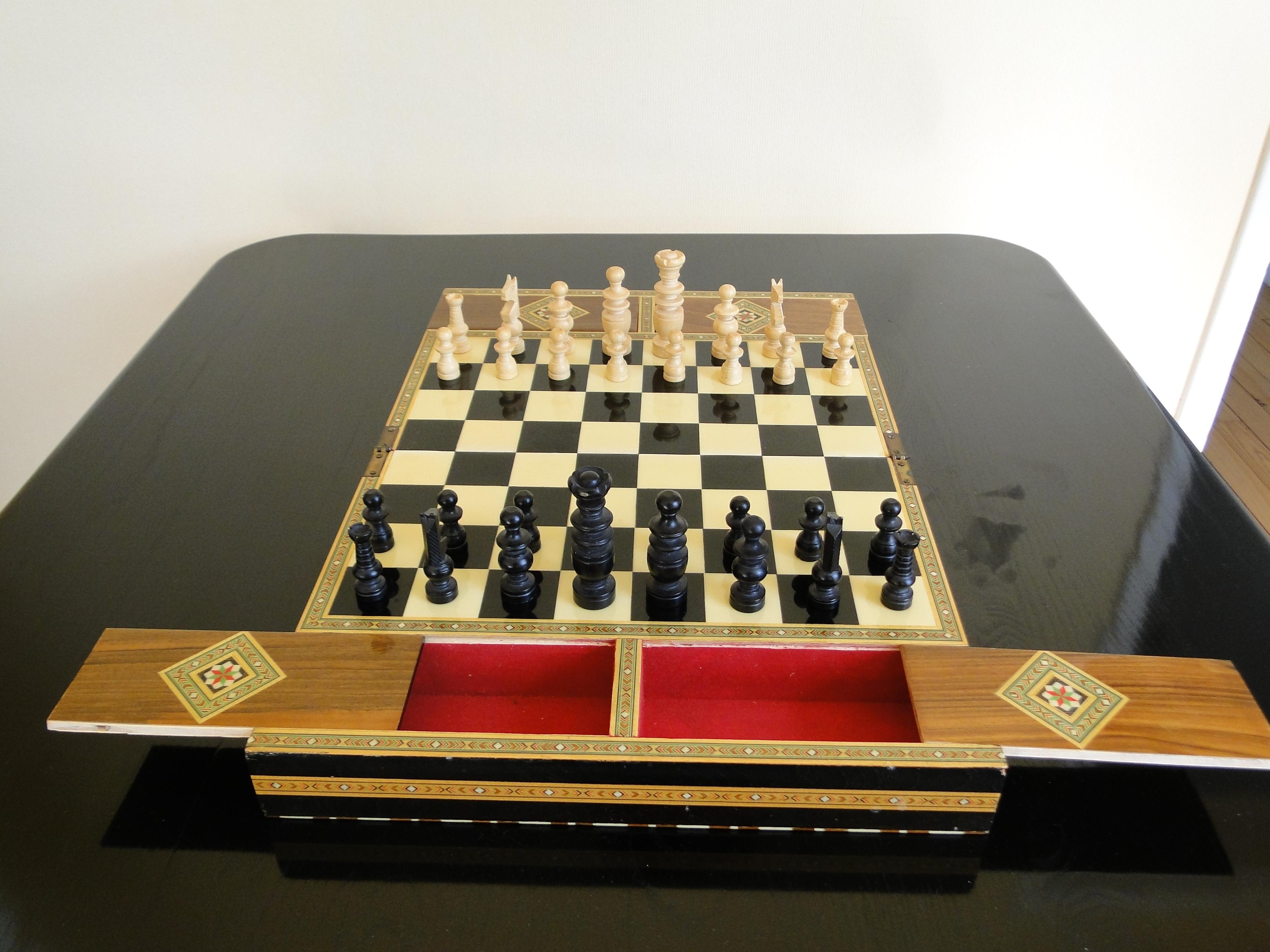 Syrian Inlaid Mosaic Chess Wooden Game Board Box 4