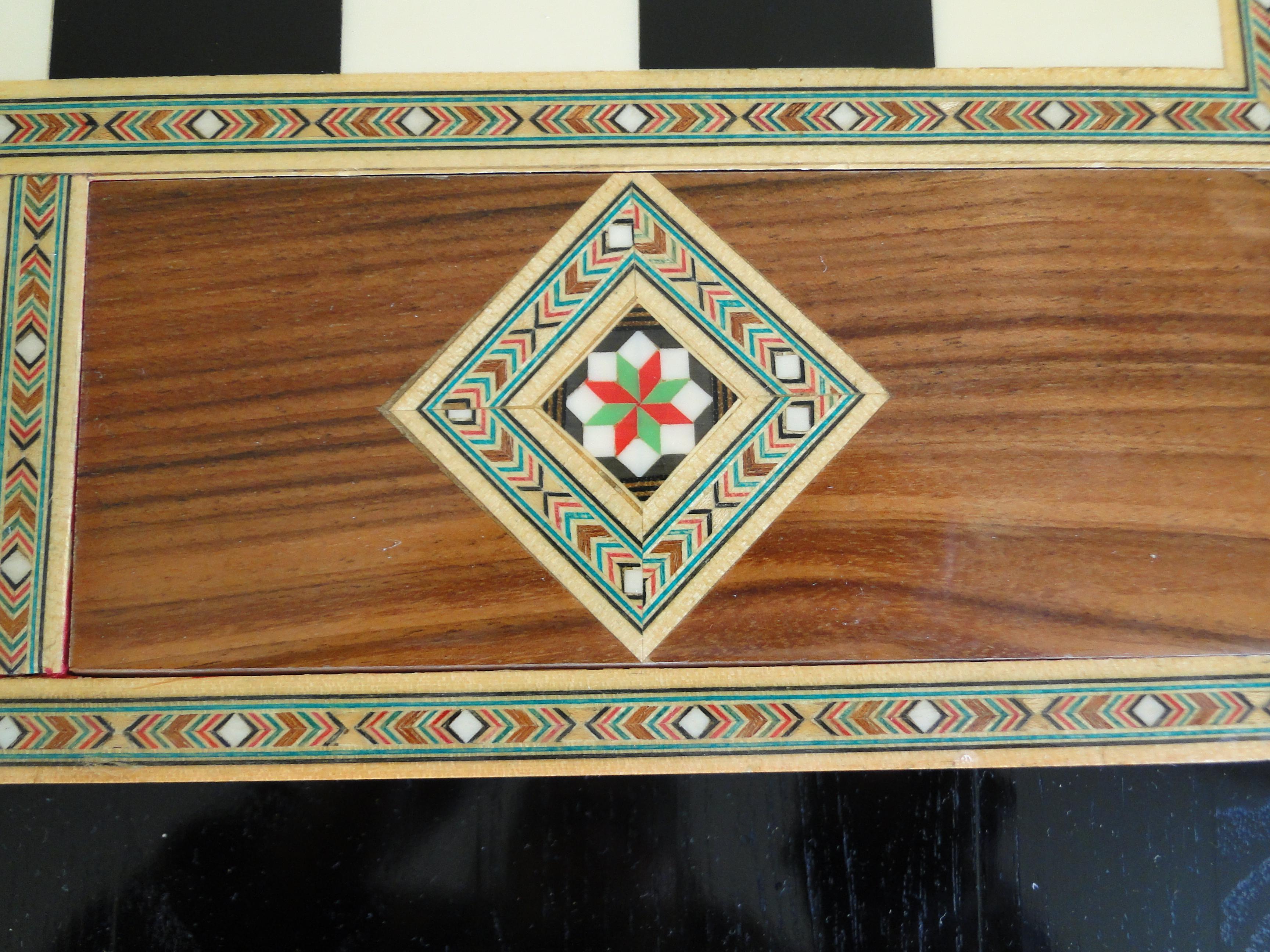 Syrian Inlaid Mosaic Chess Wooden Game Board Box 1
