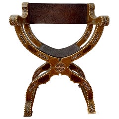 Syrian Inlaid Savonarola Chair
