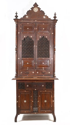 Syrian Inlay Cabinet Bookcase Damascan Islamic Interiors, 1880