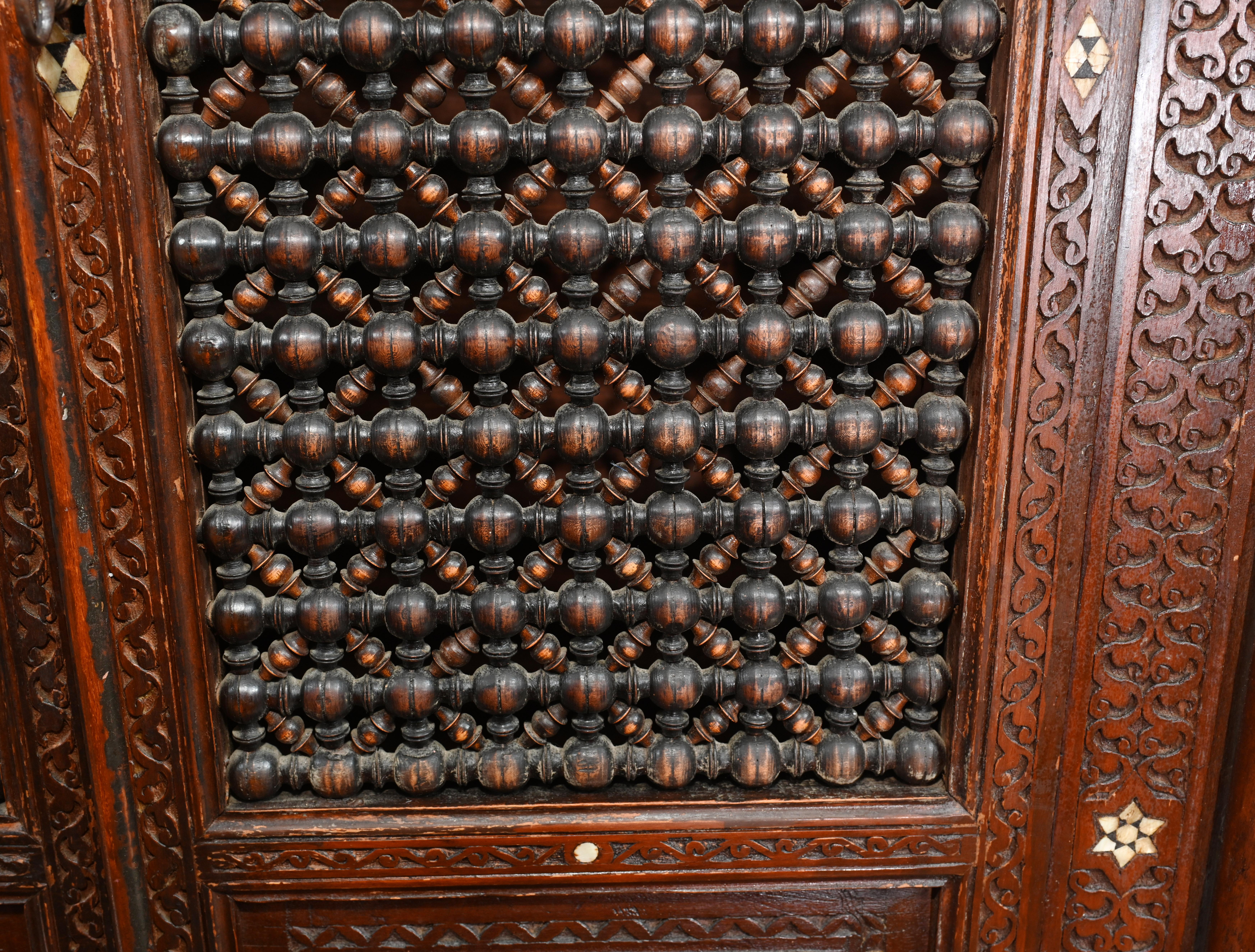 Mahogany Syrian Inlay Cabinet Bookcase Damascan Islamic Interiors, 1880