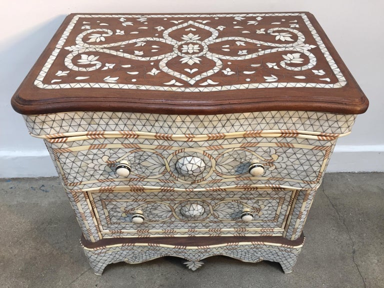 Syrian Middle Eastern White Mother Of Pearl Inlay Wedding Dresser
