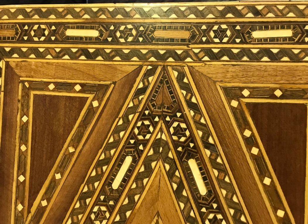 Syrian Moorish Mother of Pearl Inlaid Mosaic Trunk Large Wood Box 2