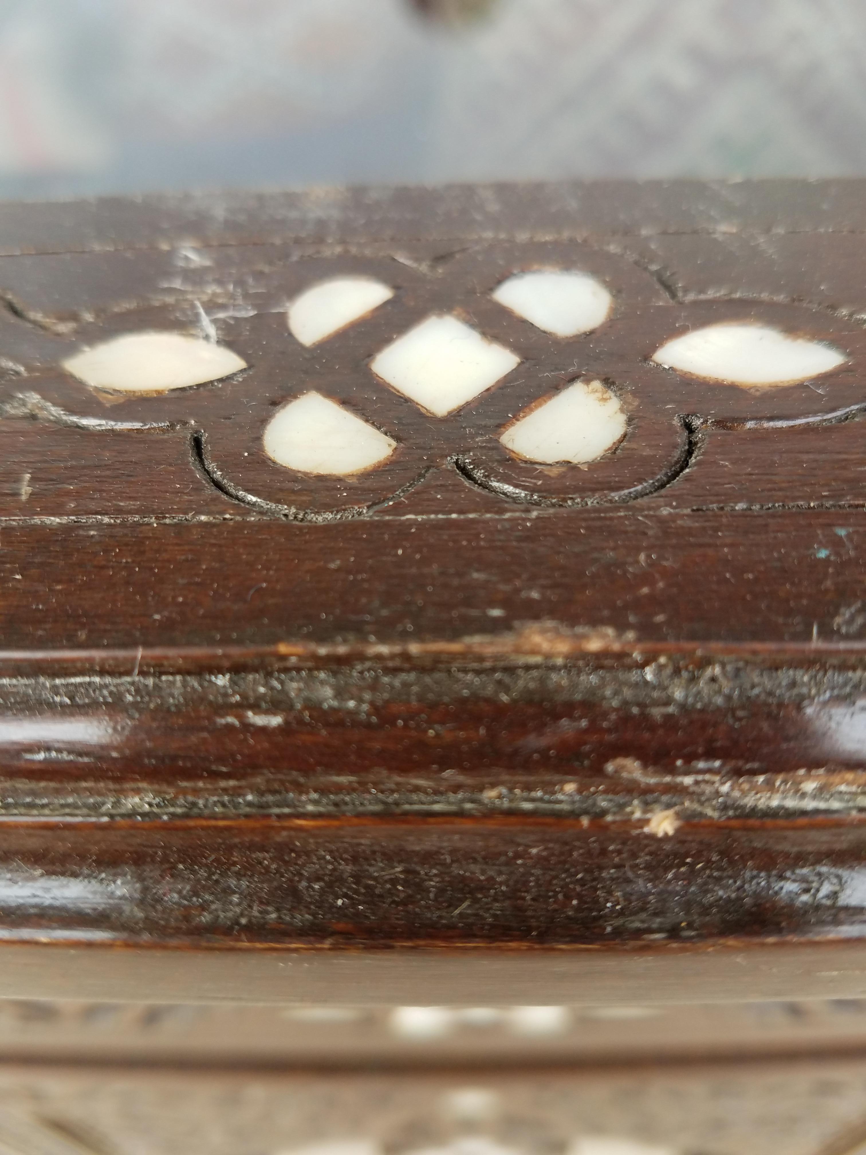 Inlay Syrian Moroccan Mother of Pearl Side Table or Display Case