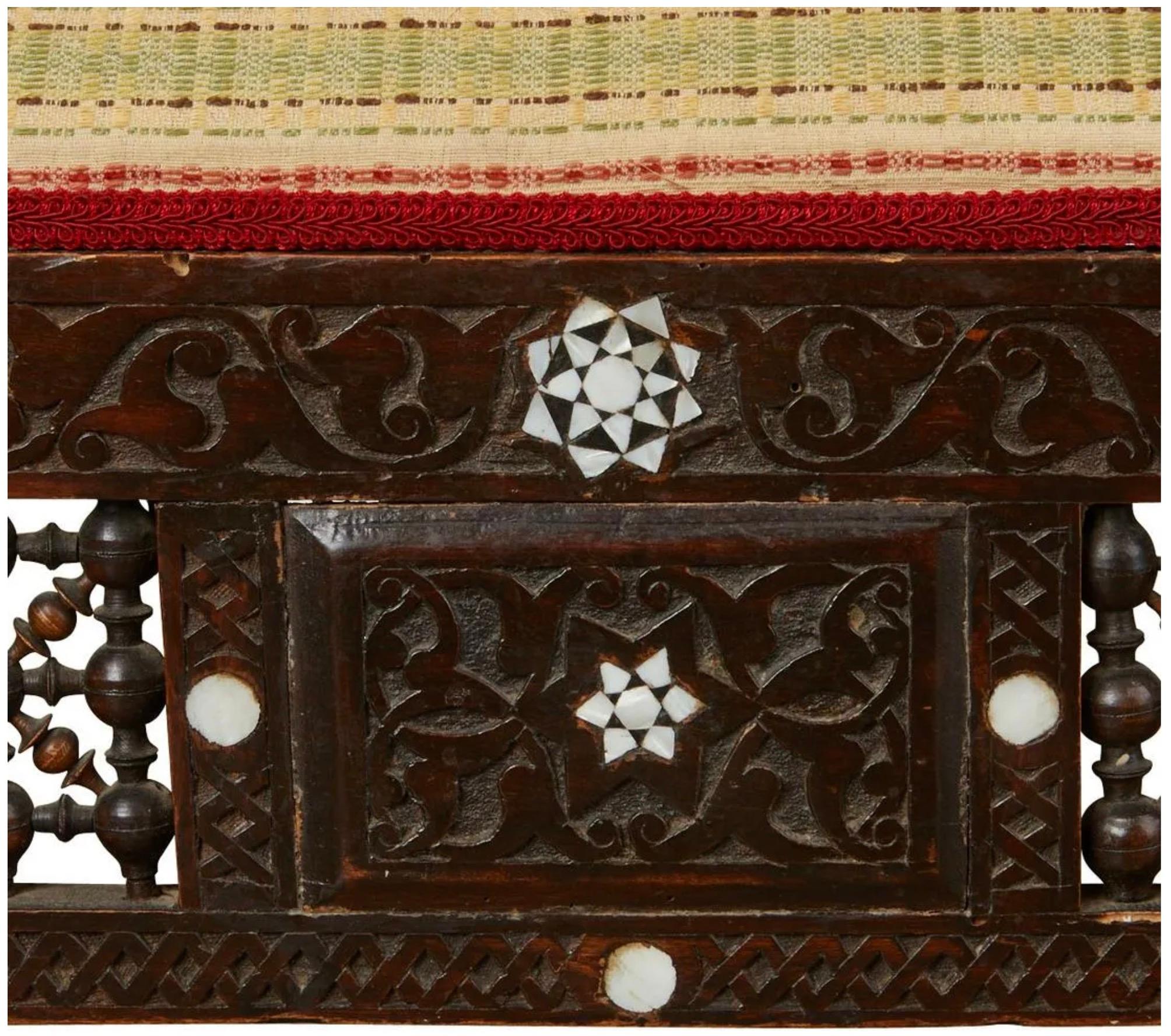 Mother-of-Pearl Syrian Mother of Pearl Inlaid Bench For Sale