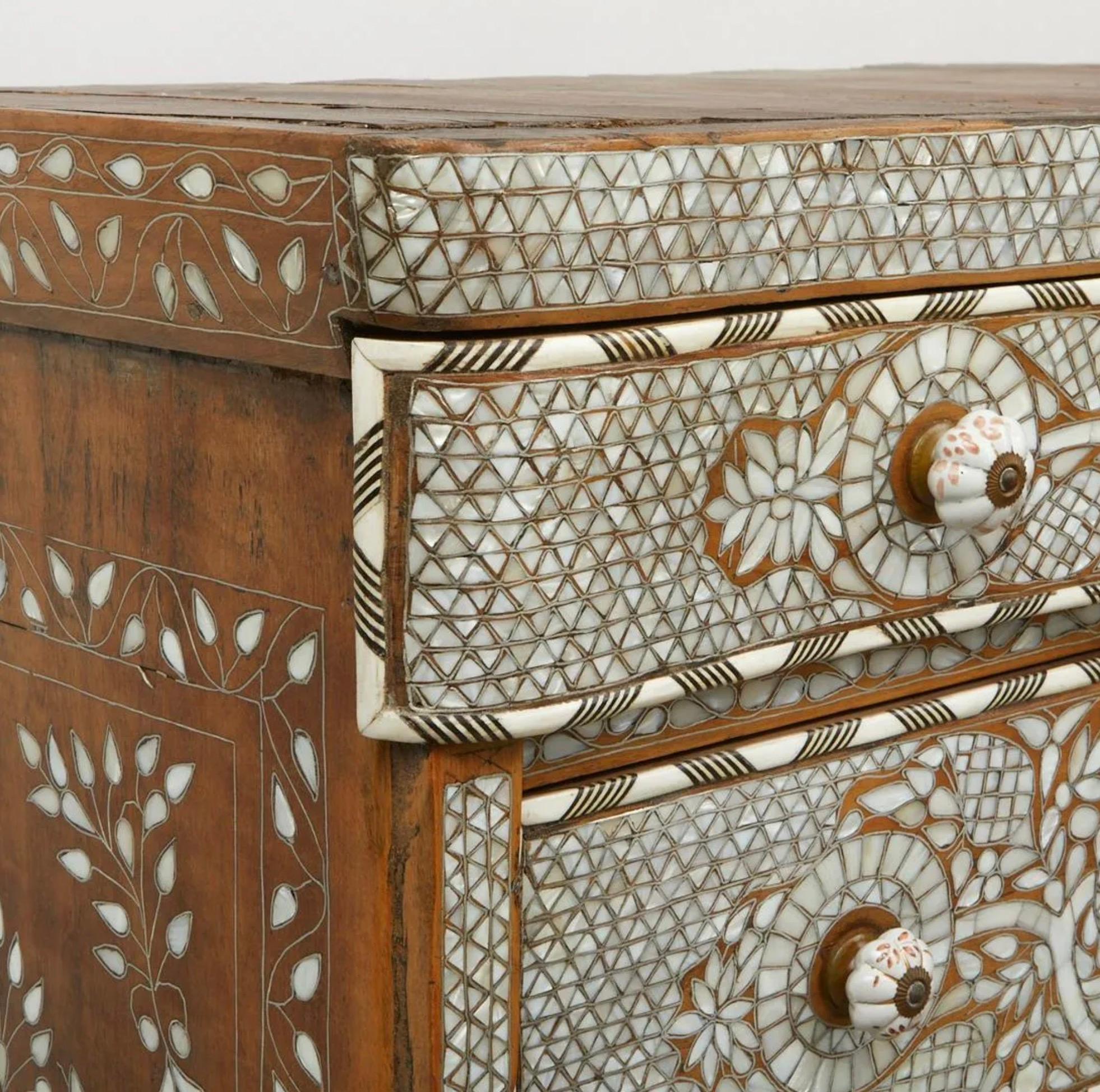 Inlay Syrian Mother of Pearl Inlaid Chest of Drawers For Sale