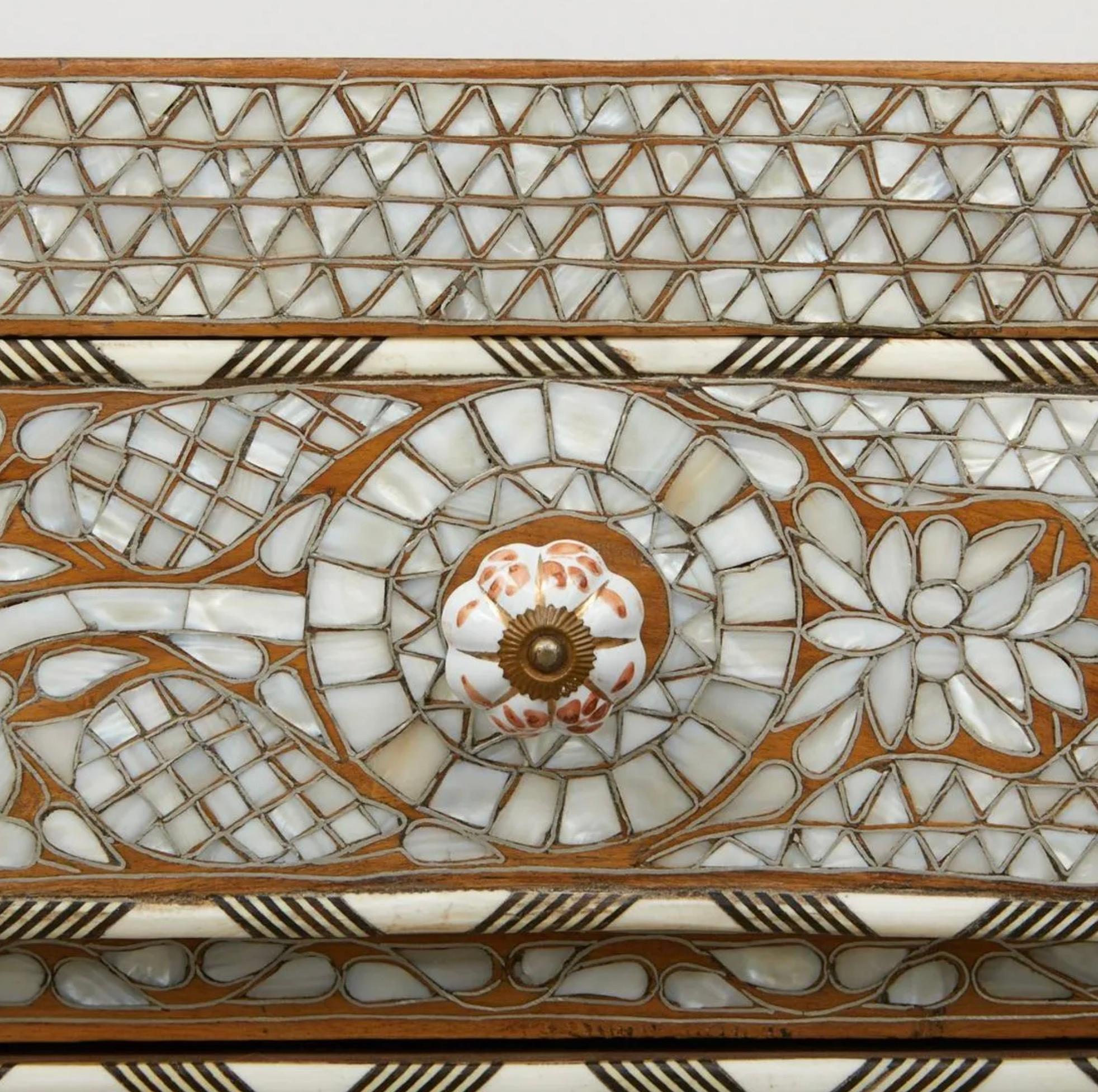 Syrian Mother of Pearl Inlaid Chest of Drawers In Good Condition For Sale In Dallas, TX