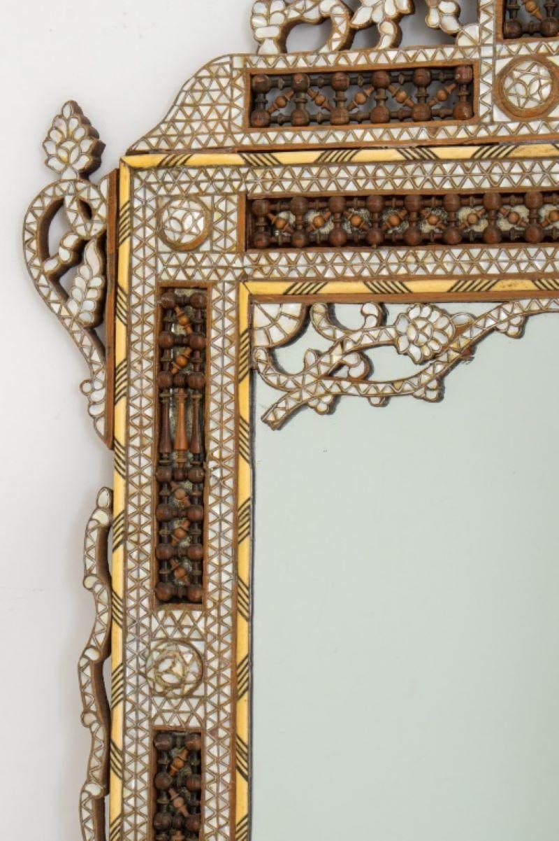 20th Century Syrian Mother of Pearl Inlaid Fretwork Mirror