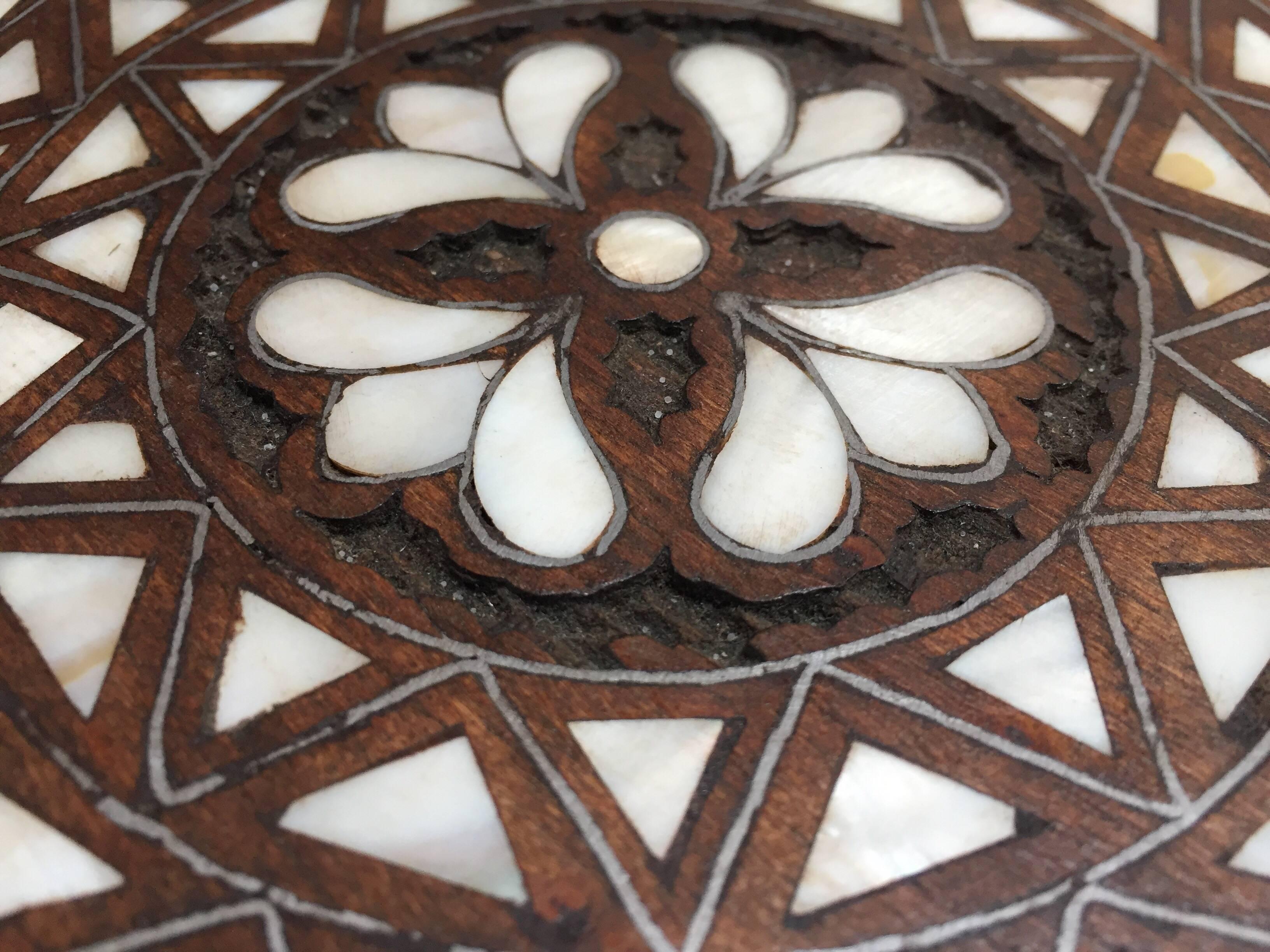 Syrian Mother-of-Pearl Inlaid Side Table 1