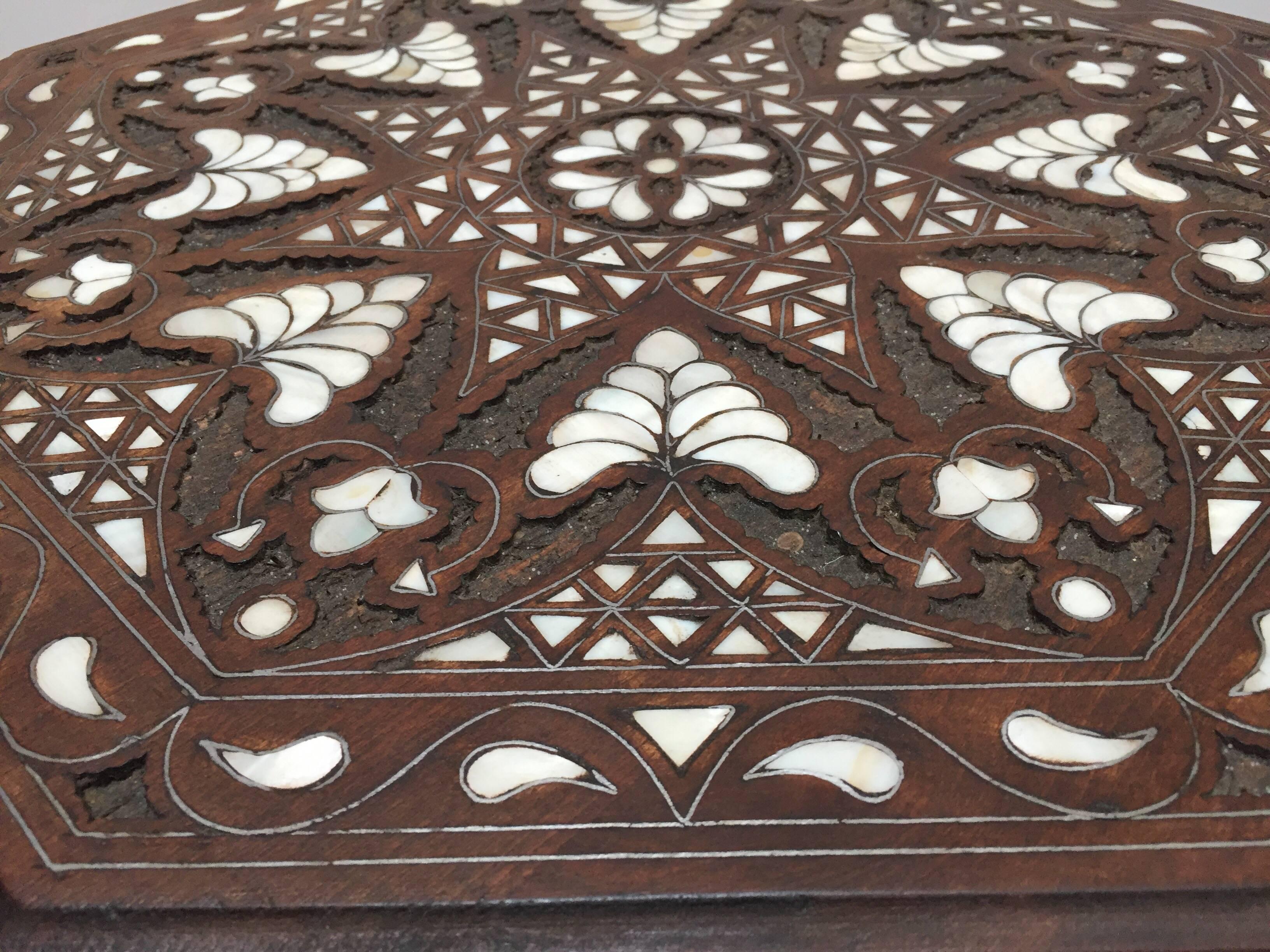 Syrian Mother-of-Pearl Inlaid Side Table 6