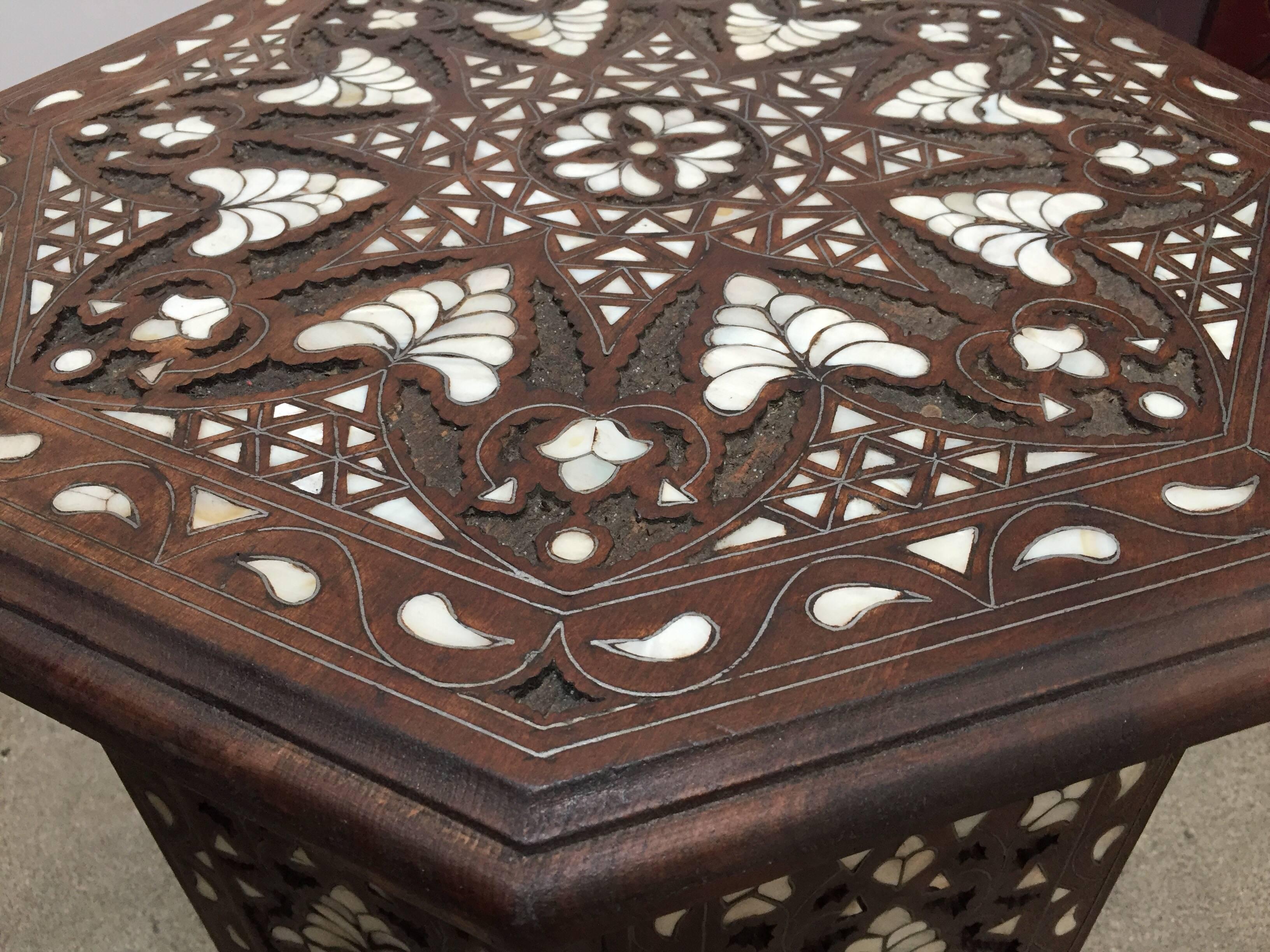 Syrian Mother-of-Pearl Inlaid Side Table 7
