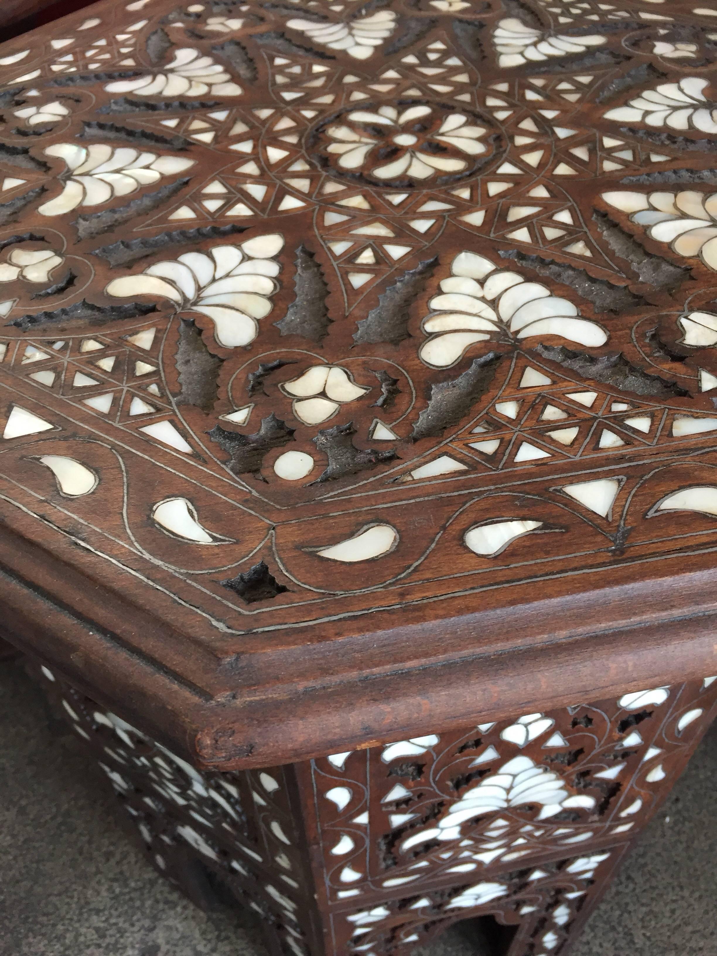 Syrian Mother-of-Pearl Inlaid Side Table 8