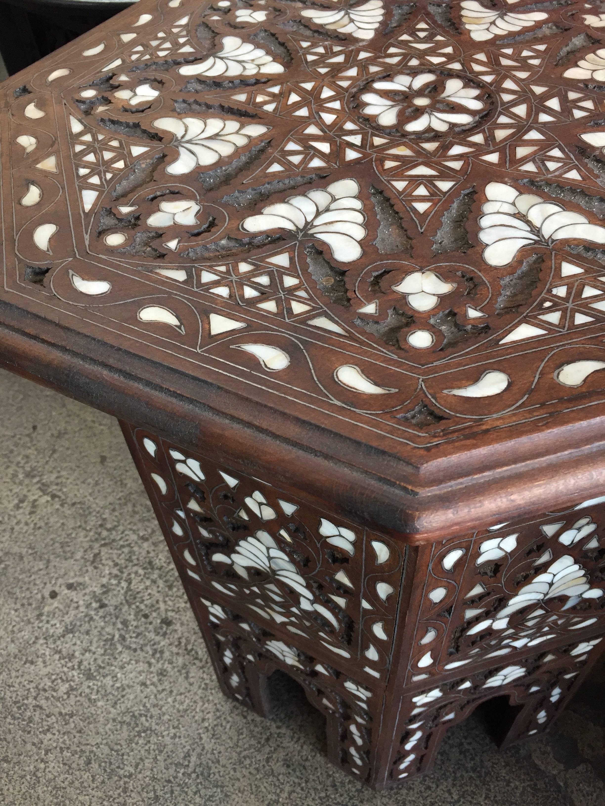 Syrian Mother-of-Pearl Inlaid Side Table 9