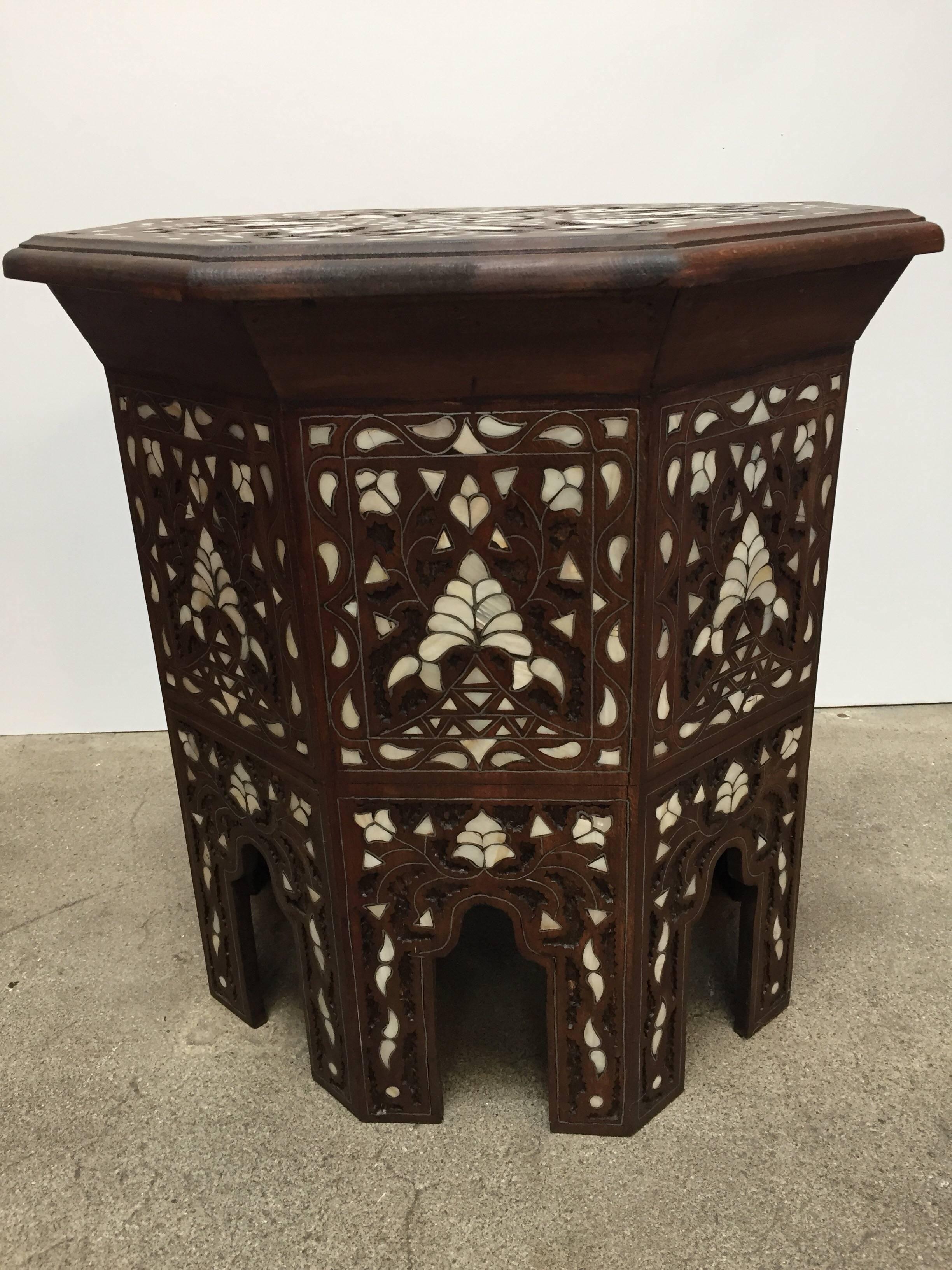 mother of pearl inlay side table