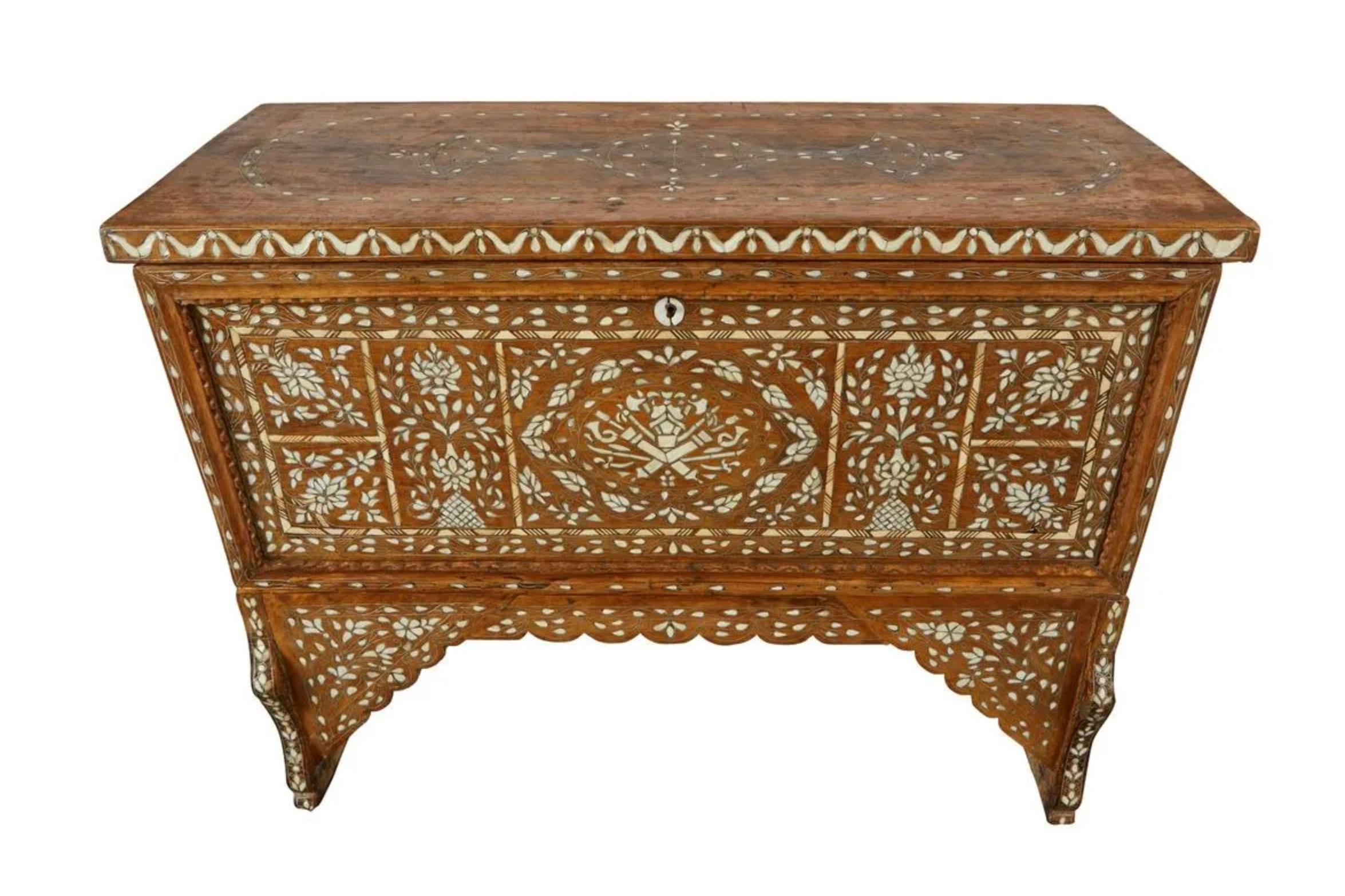 Syrian Mother of Pearl Inlaid Wedding Chest 1