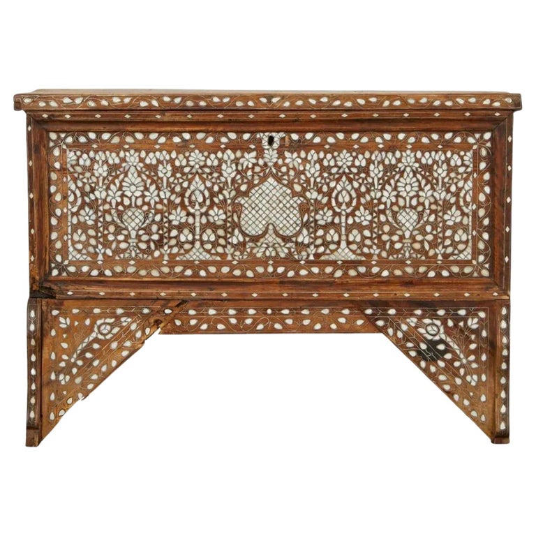 Syrian Mother of Pearl Inlaid Wedding Chest For Sale at 1stDibs