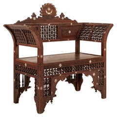 Syrian Mother-of-Pearl Inlay Hall Bench