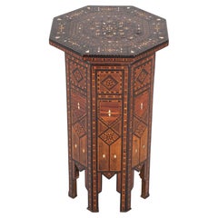 Syrian Octagonal Side Table With Ebony, Rosewood and Bone Inlay Circa 1900