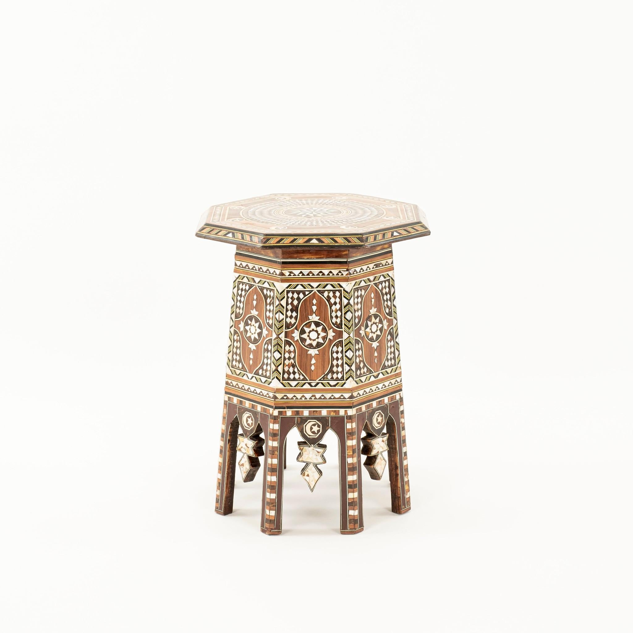 Syrian Octagonal Tables with Mother of Pearl Inlay In Good Condition In Houston, TX