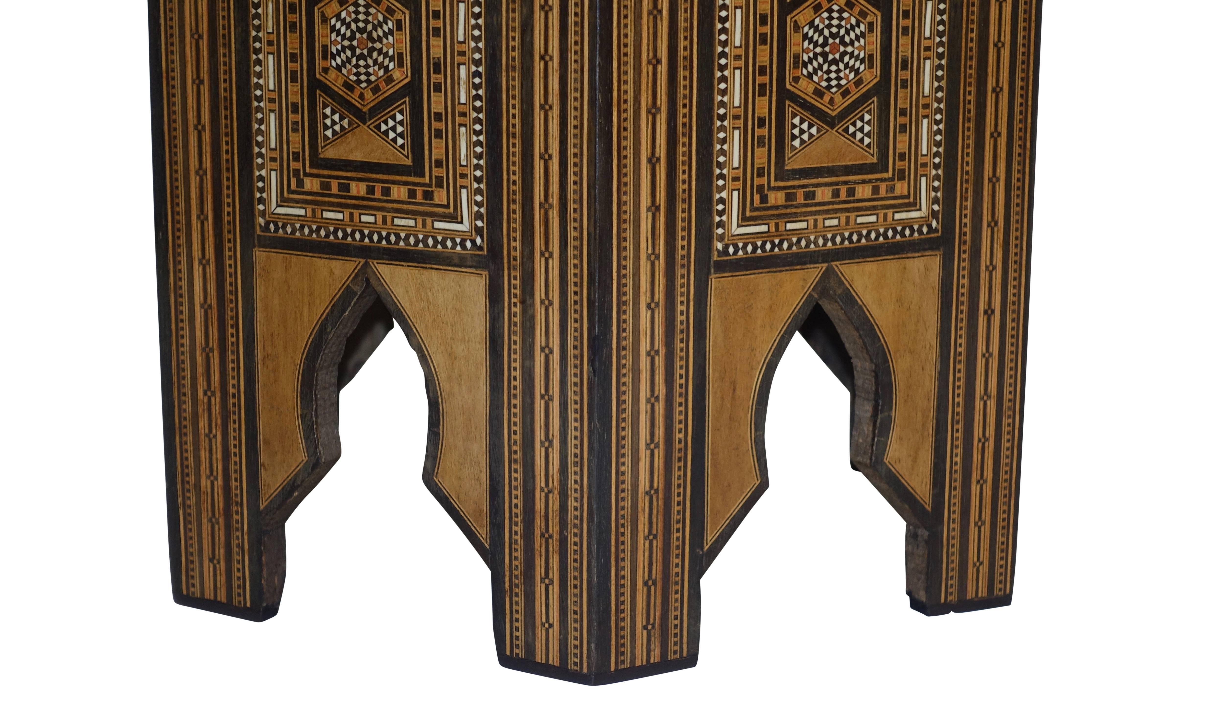 Syrian Tabouret Side Table with Multi Inlay In Excellent Condition In San Francisco, CA